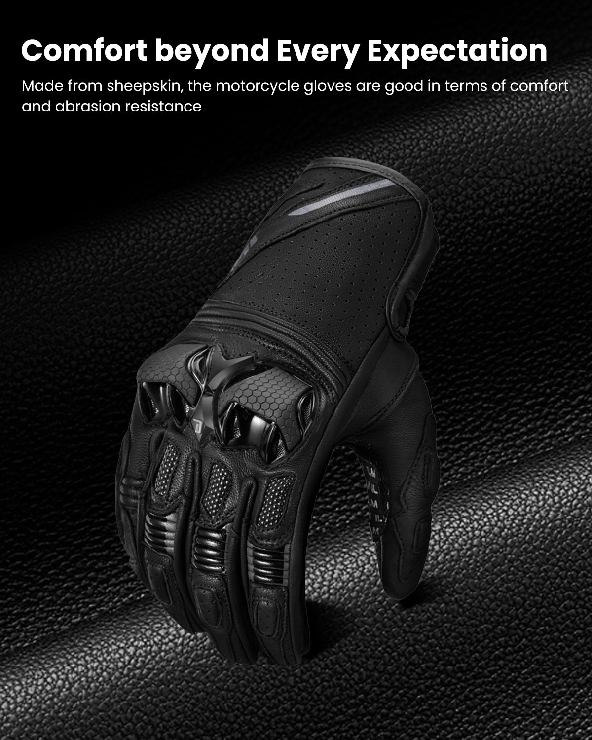 ILM Motorcycle Leather Gloves Breathable Riding Motocross Gloves Model GL3