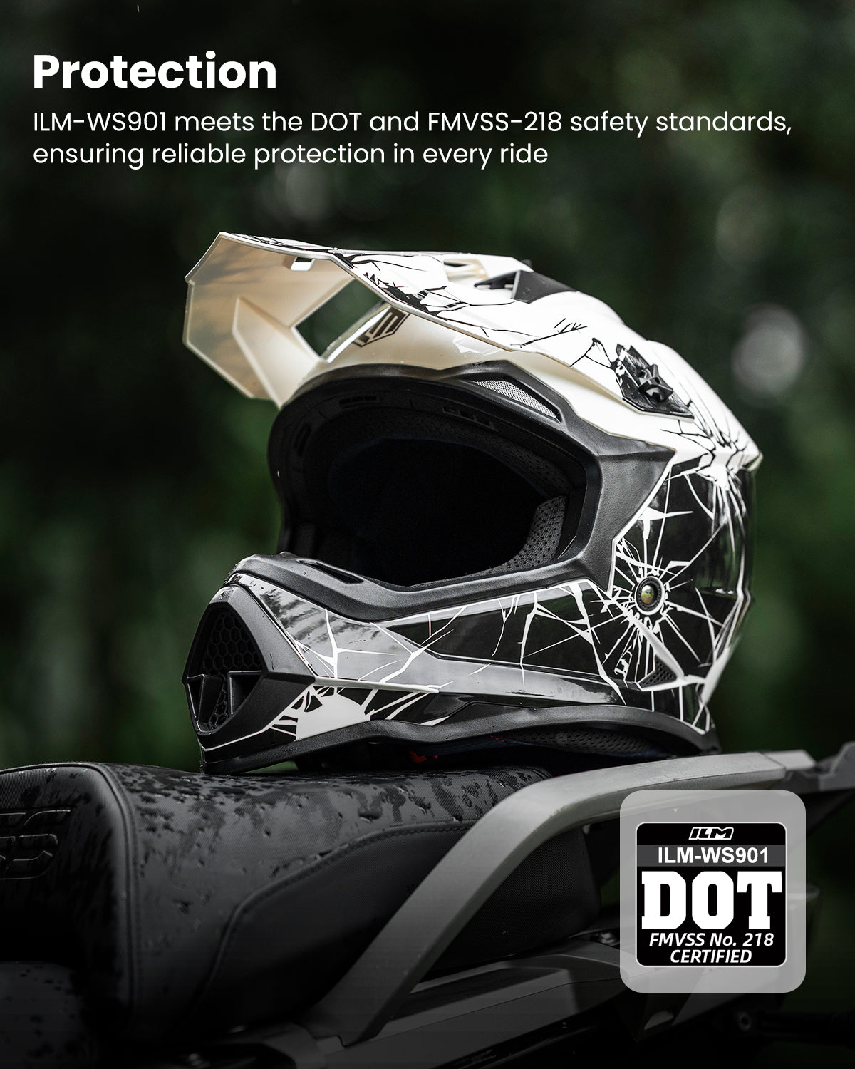 ILM Adult Dirt Bike Helmets Motocross ATV Off Road Helmet with Goggles Gloves Mask DOT Model WS901