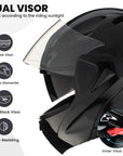 ILM Motorcycle Helmets Modular Dual Visor Flip-up Full Face Helmet Model 808