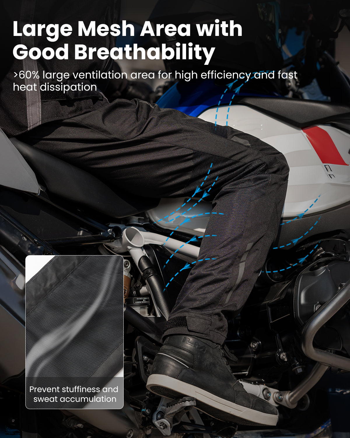 ILM Mesh Motorcycle Pants for Men with CE Armor Leg Zipper Riding Motorbike Touring Model PM1