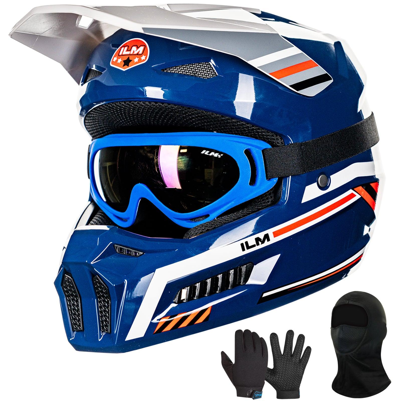 ILM Youth Dirt Bike Helmets Kids ATV Helmet with Goggles Gloves Mask M