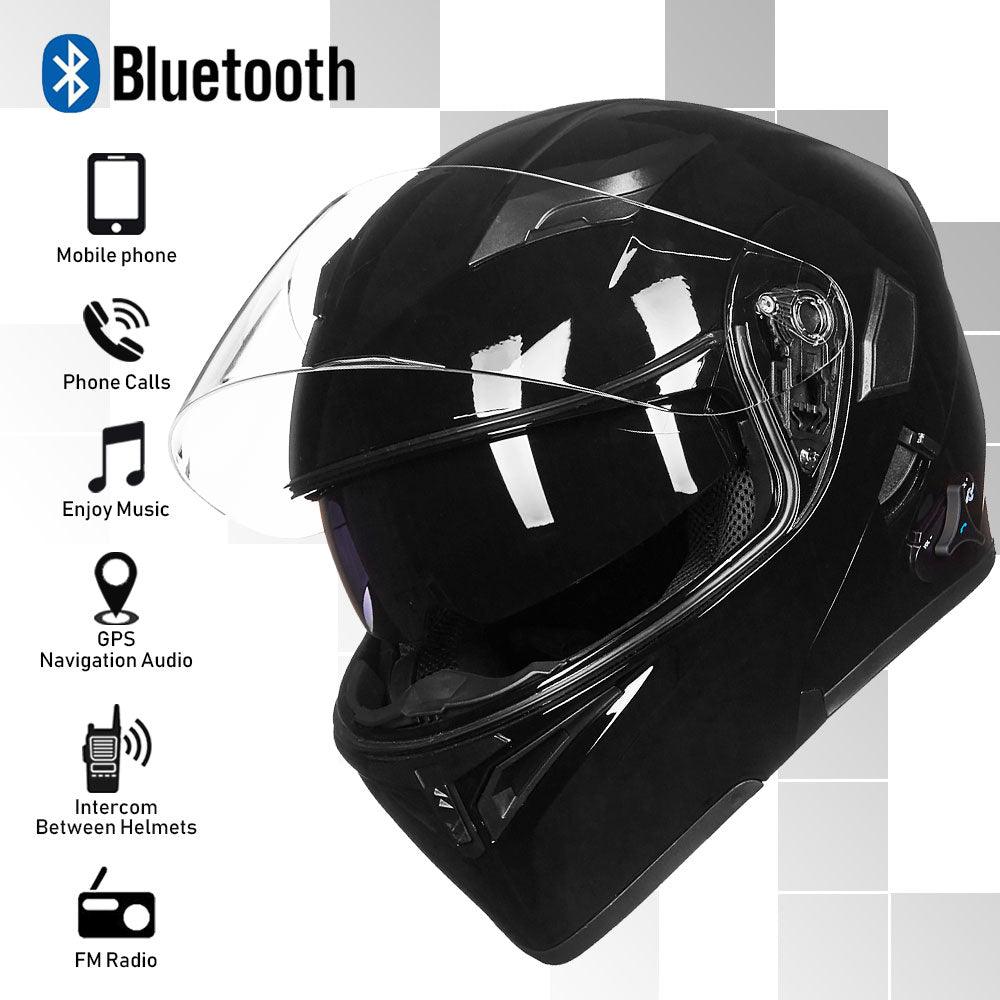 bluetooth motorcycle helmet with hifi sound ILM Modular Flip up Full Face Bluetooth Motorcycle Helmet Model 902BT White / Medium