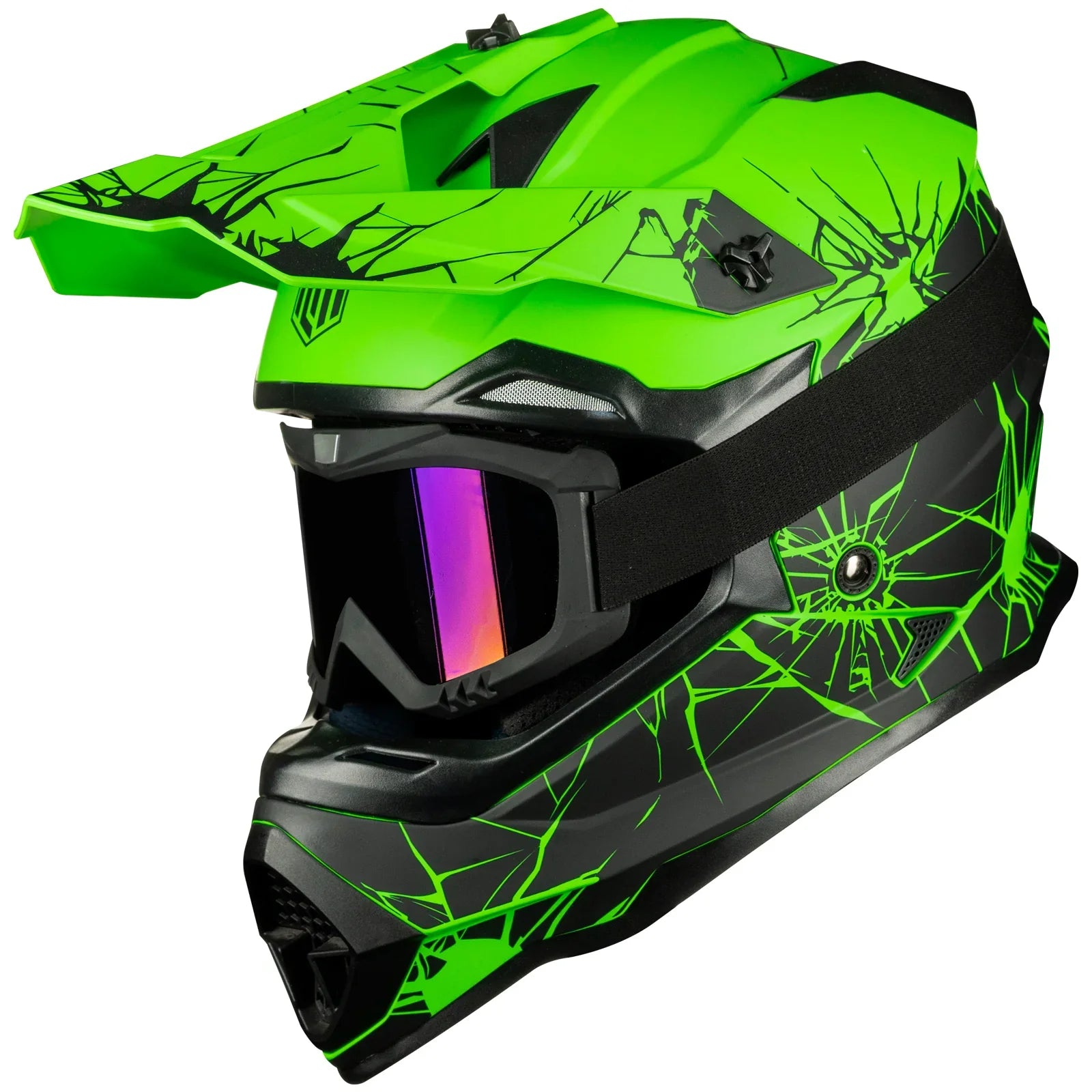 fluorescent green motorcycle helmet IXS Motocross iXS363 2.0 black matte-yellow neon Meets DOT standard (FMVSS218) Retractable tinted sun visor Adult Full Face Motorcycle Helmet