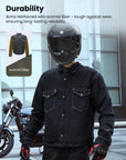 ILM Motorcycle Shirt Denim Jacket for Men with CE Armor Mesh Liner Lightweight Motorbike Model JFL1