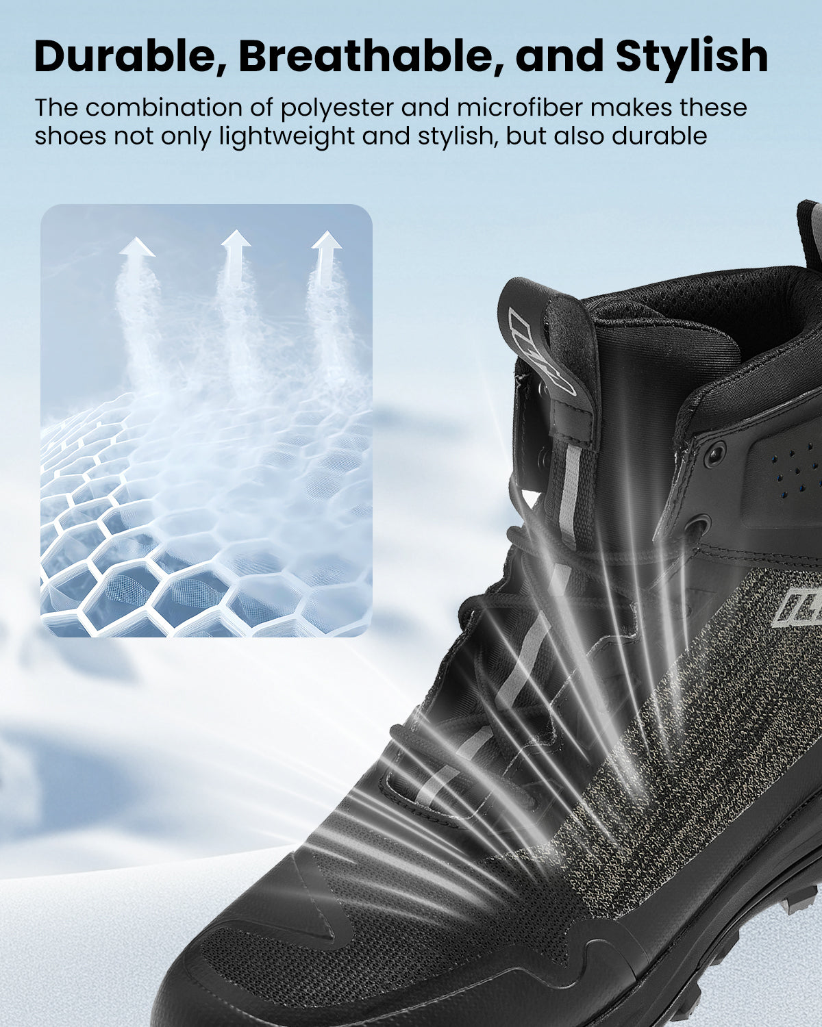 ILM Men's Black Motorbike Riding Shoes Lightweight Breathable Ankle Support Model UB34