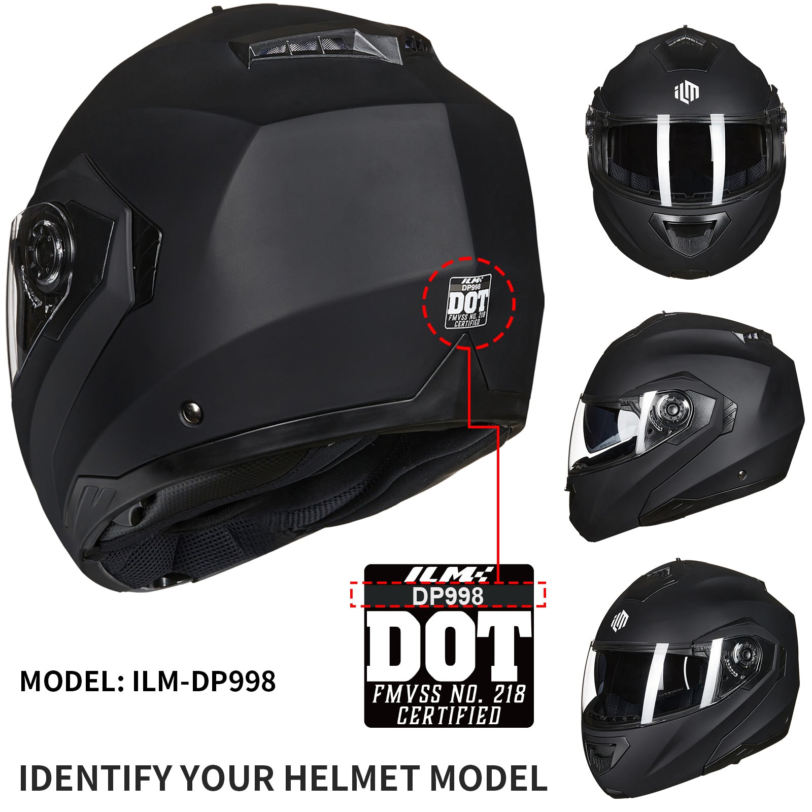 ILM Modular Full Face Motorcycle Helmet Model DP998