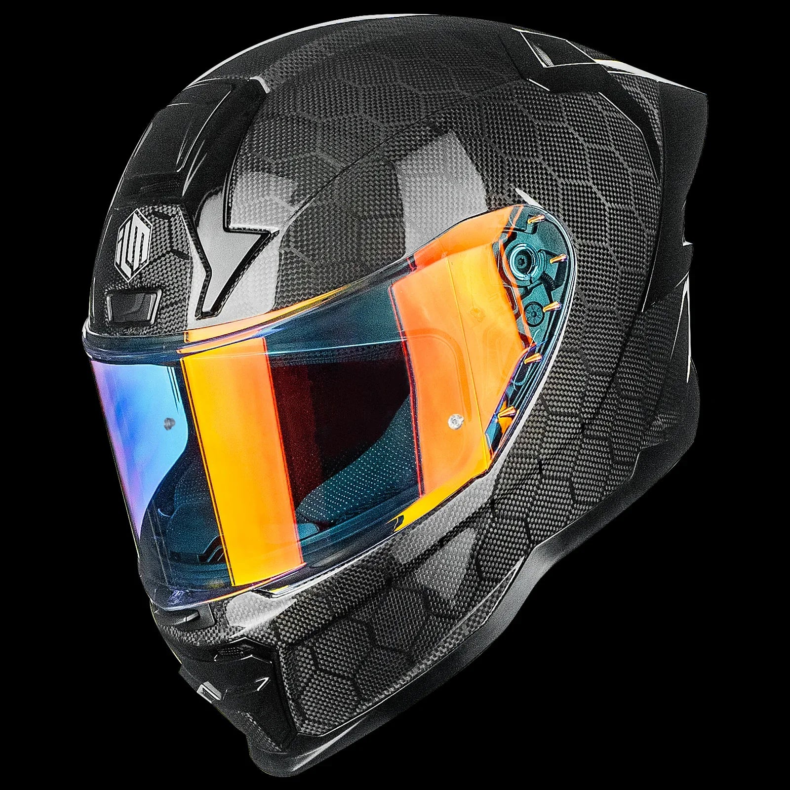 ILM Carbon Fiber Motorcycle Helmets Full Face Racing Helmet Model MF577P 3K Carbon Black / X-Large