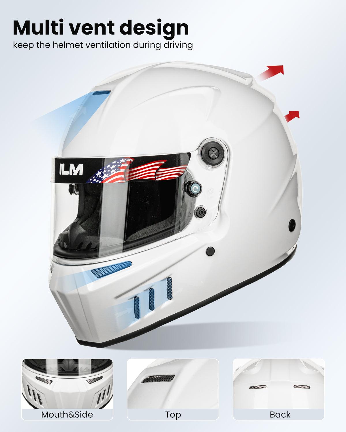 ILM Snell SA2020 Approved Auto Racing Lightweight Fiberglass Full Face Helmets Model 890 White / Medium ILM Snell SA2020 Approved Auto Racing Lightweight Fiberglass Full Face Helmets Model 890 White / Medium
