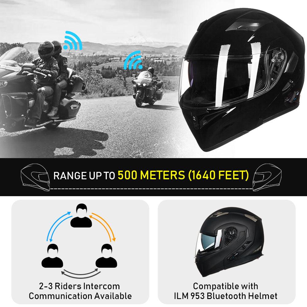 compatable bluetooth motorcycle helmets ILM Modular Flip up Full Face Bluetooth Motorcycle Helmet Model 902BT White / Medium