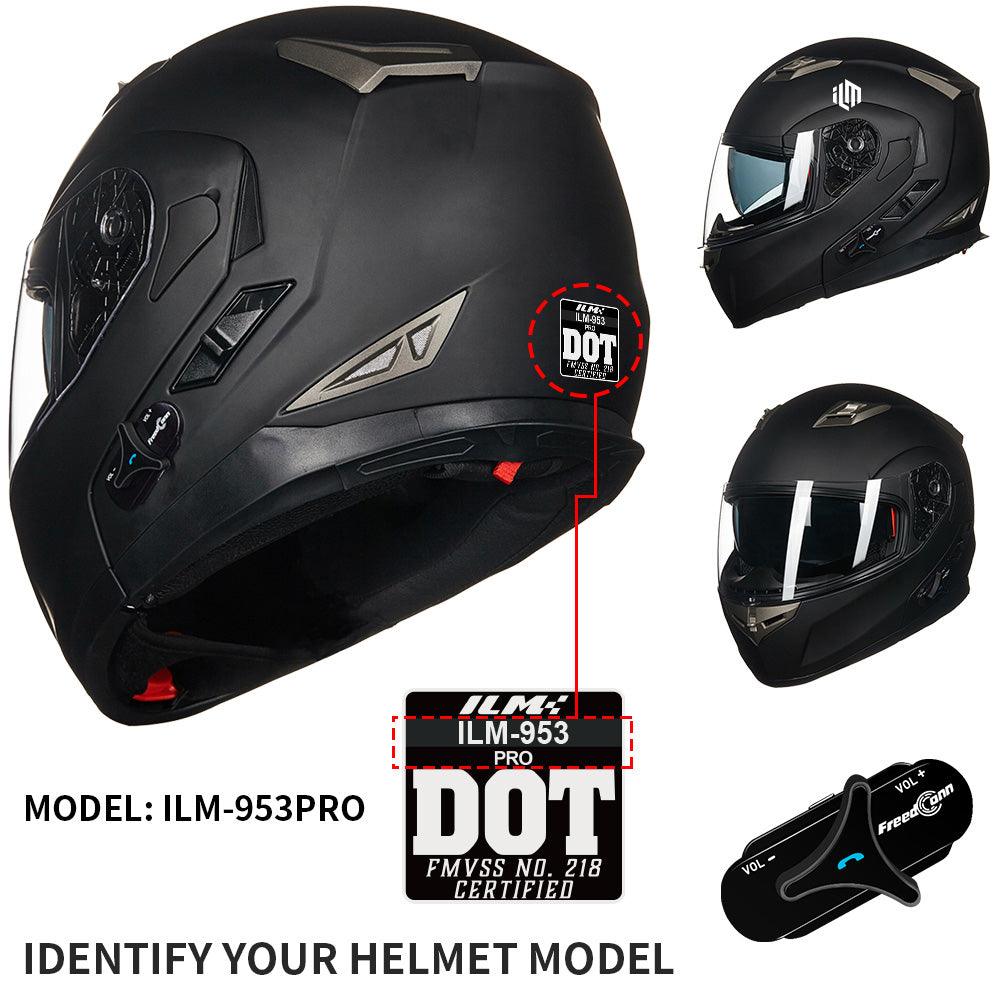 ILM Bluetooth Integrated Modular Flip up Full Face Motorcycle Helmet Model 953PRO Pro Matte Black / Medium