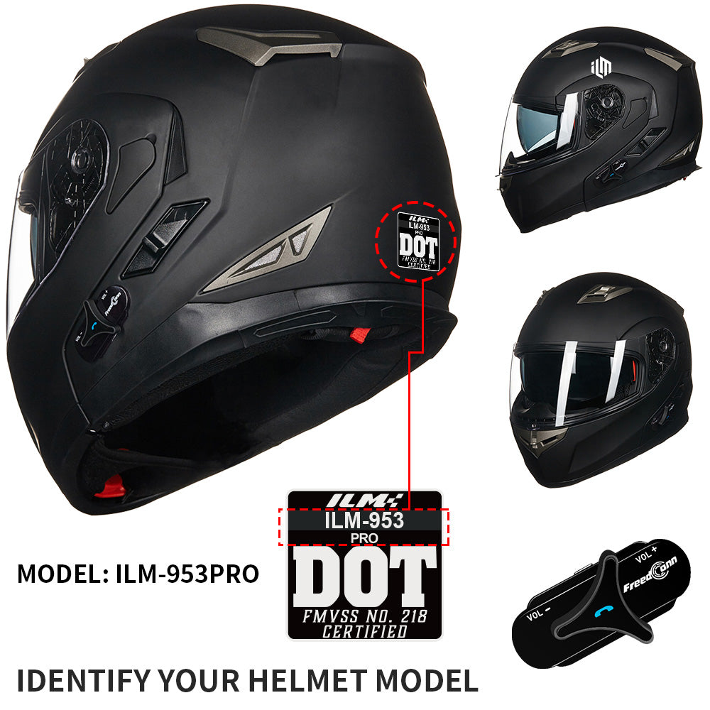 ILM Bluetooth Integrated Modular Flip up Full Face Motorcycle Helmet M