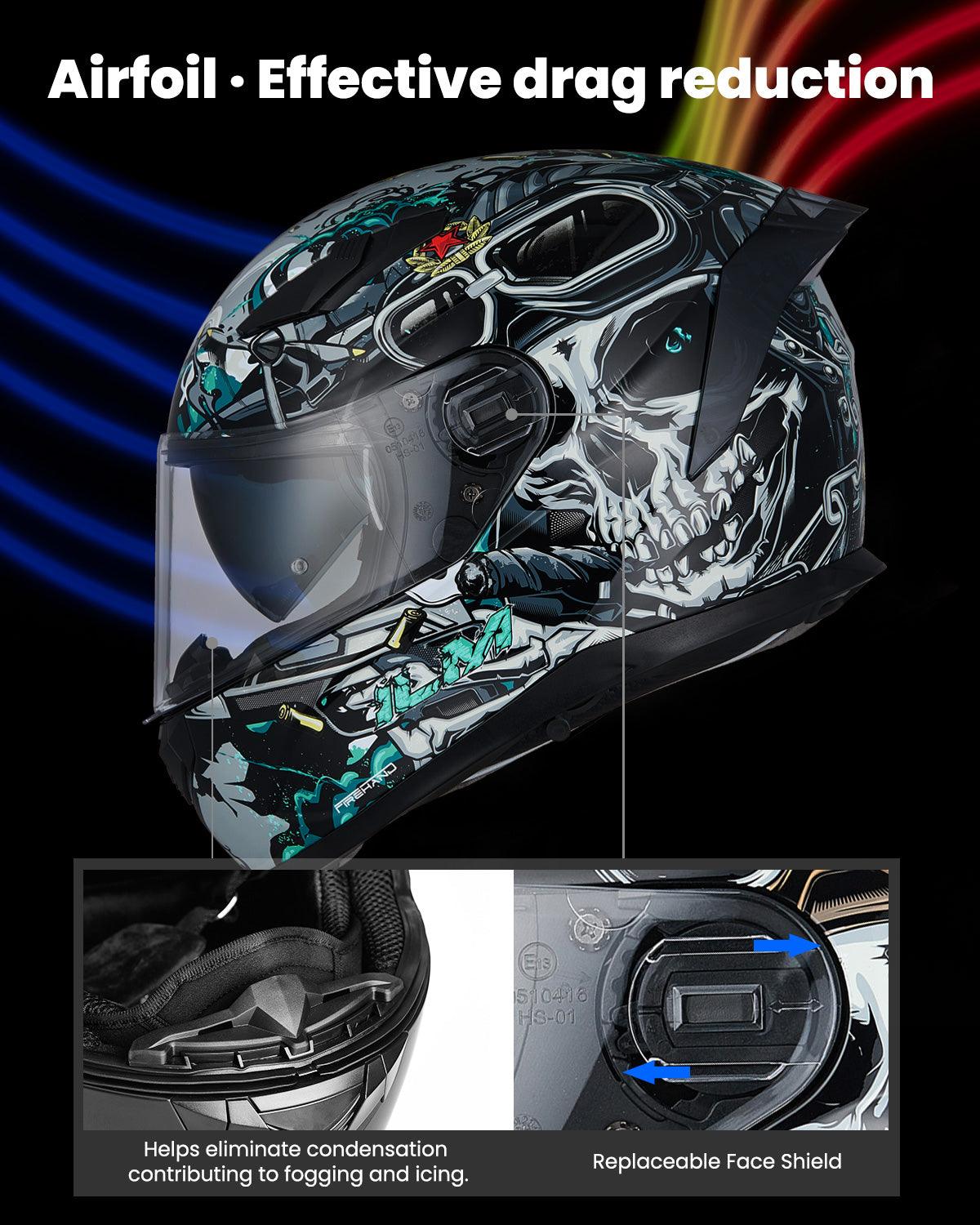 full face shield motorcycle helmet ILM Full Face MIPS Motorcycle Helmet Model 129M DeadlyWar Orange / XX-Large