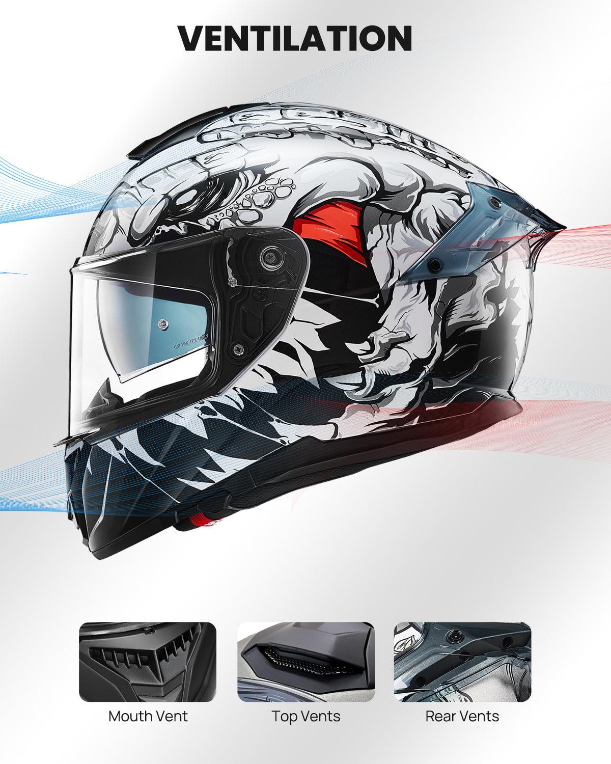 cochlear implant motorcycle helmet ILM Full Face Motorcycle Helmet Model 861A TheNight / Small