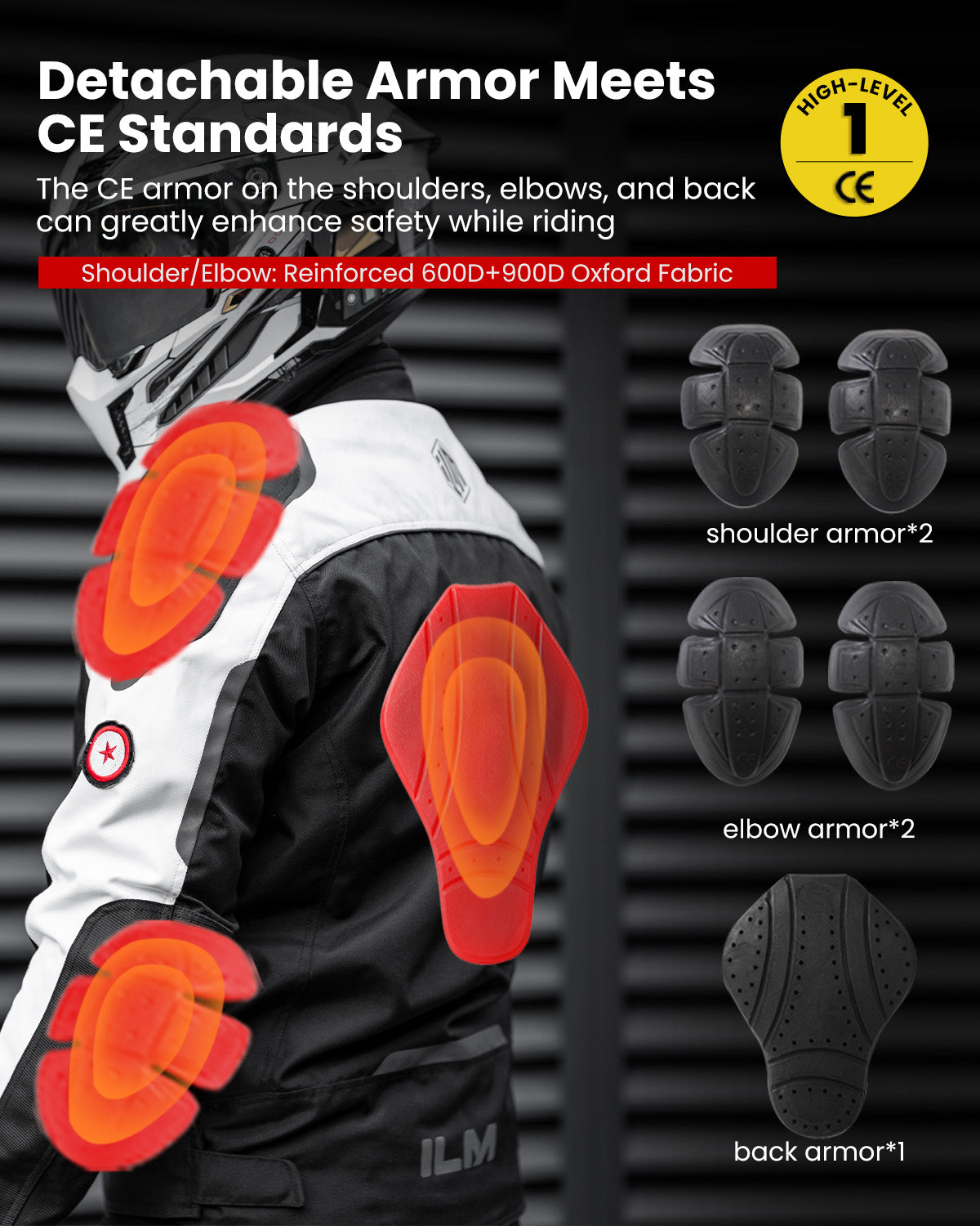 ILM Motorcycle Mesh Jacket with CE Armor and Detachable Waterproof Liner Model JRC2