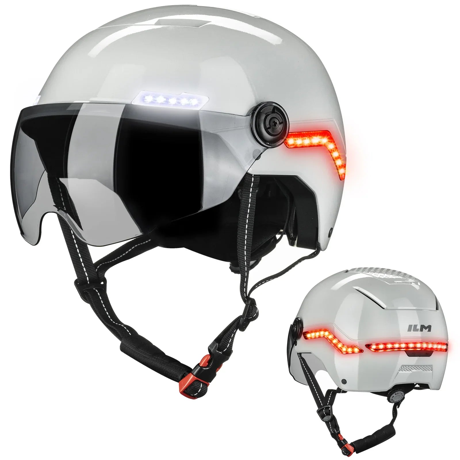 ILM Smart Adult Bike Helmet Front Side Rear LED Light with Automatic G