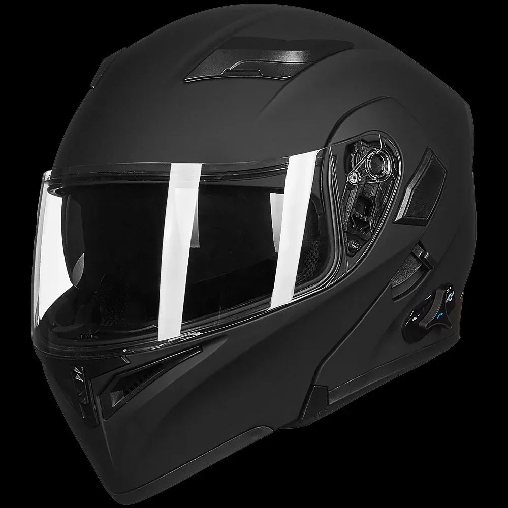ILM Modular Flip up Full Face Bluetooth Motorcycle Helmet Model 902BT White / Medium