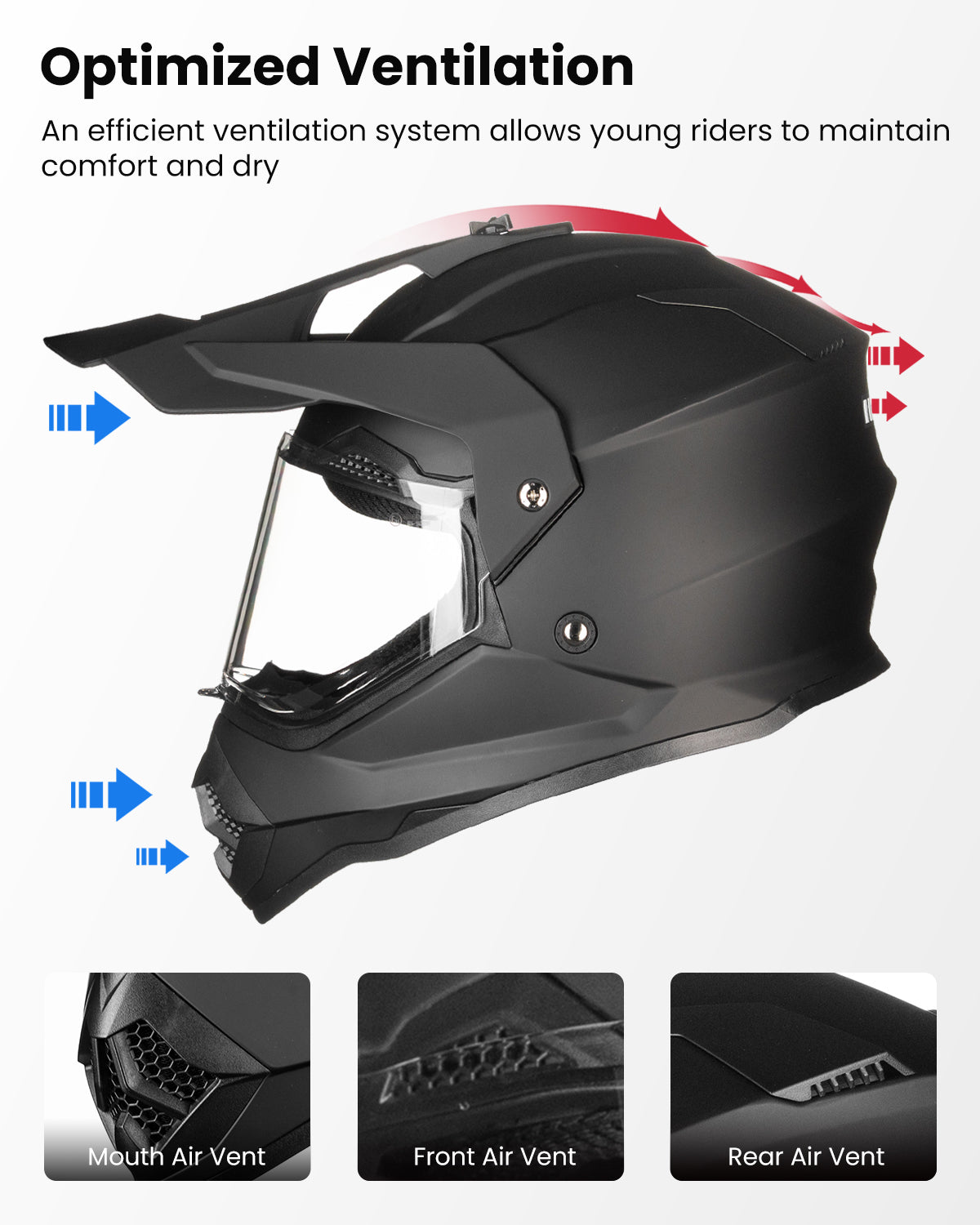 air vent motorcycle helmet ILM Youth Dirt Bike Helmets ATV Motocross BMX Off Road Motorbike Model WS906