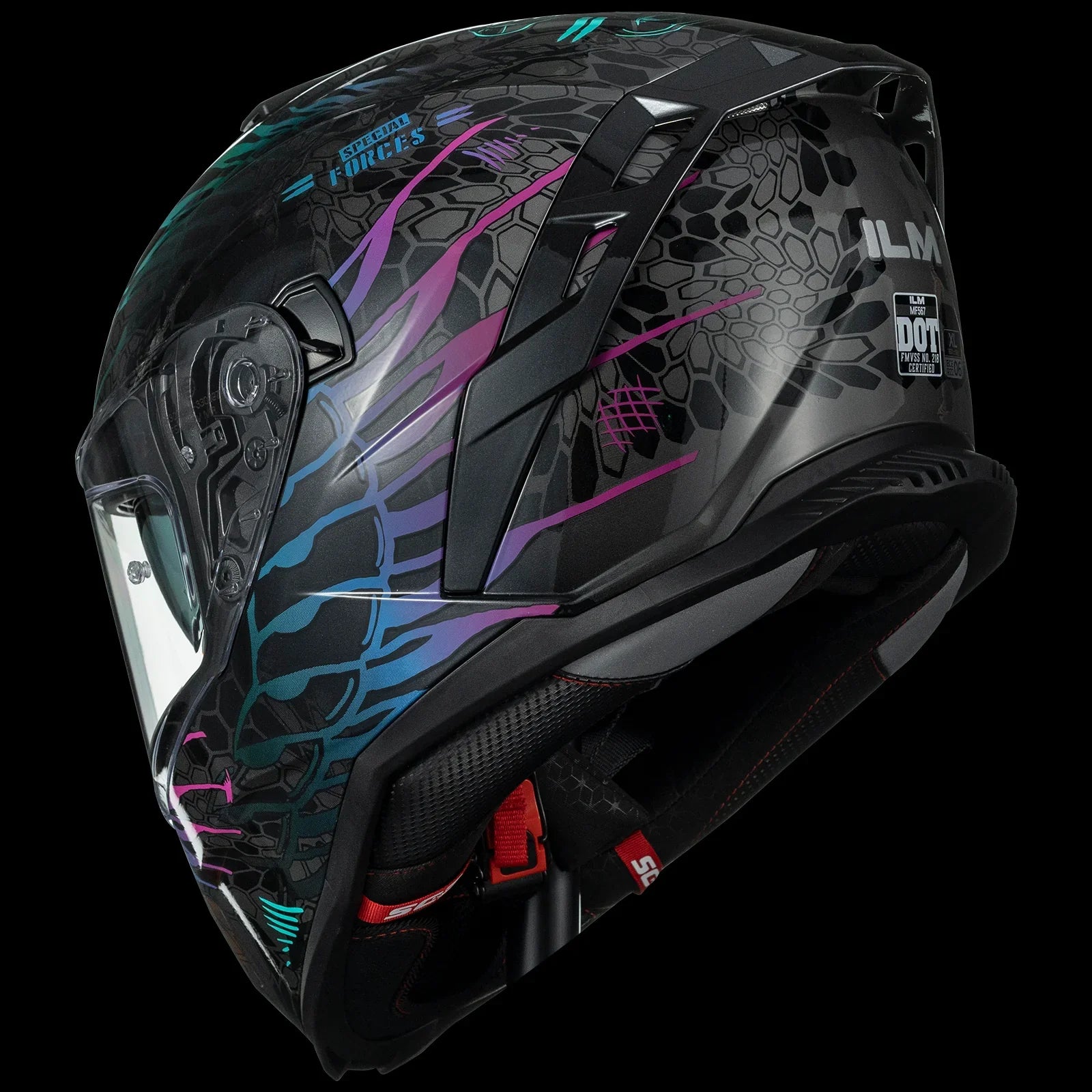 ILM Motorcycle Full Face Street Racing Helmet Model MF567 Fire Red / Medium