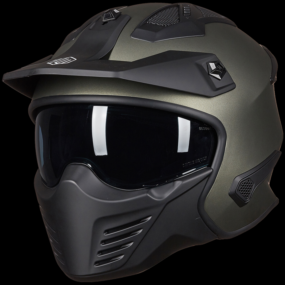 ILM Open Face Motorcycle 3/4 Half Helmet Model 726X Midnight Green / XX-Large