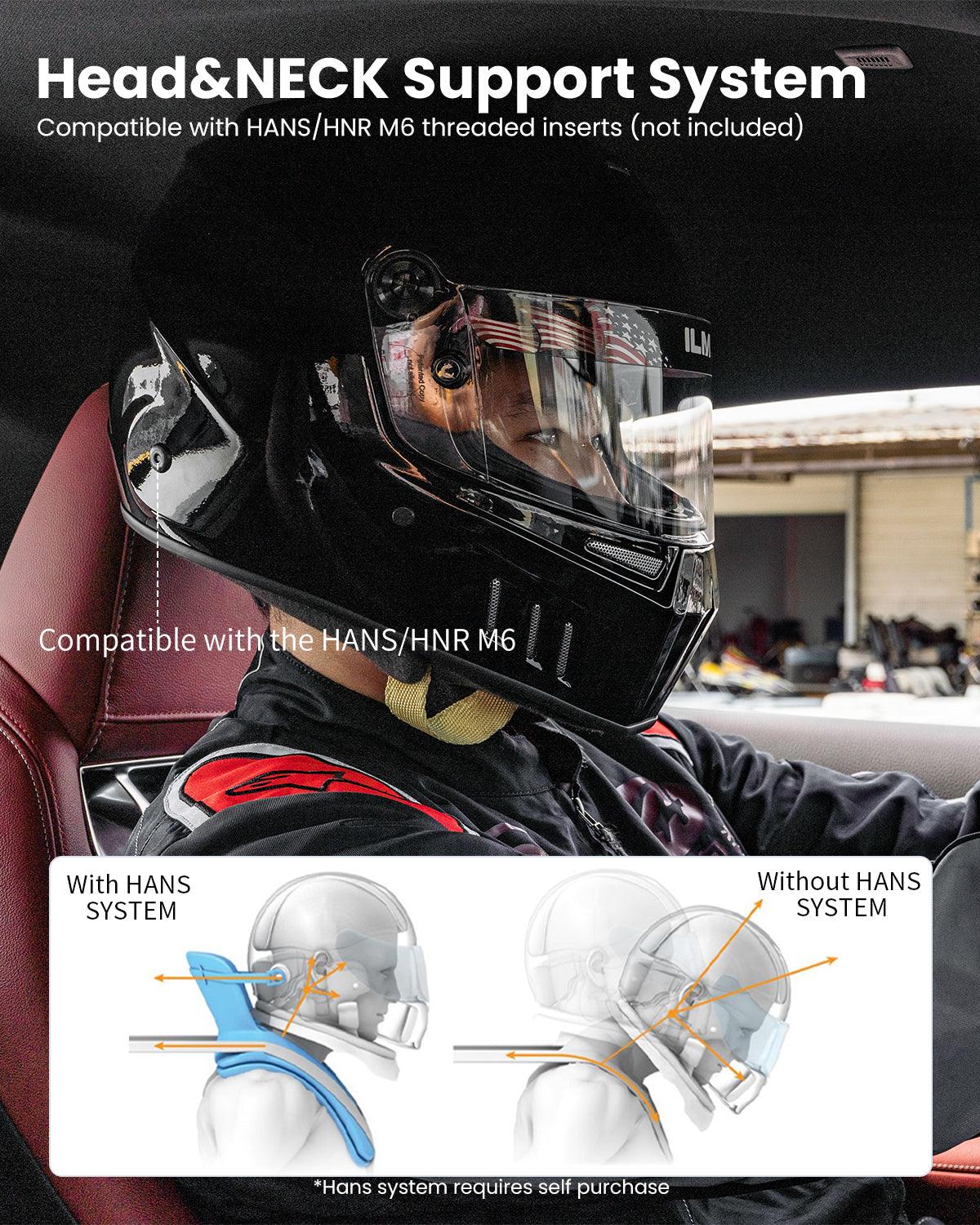 bluetooth snell motorcycle helmet ILM Snell SA2020 Approved Auto Racing Lightweight Fiberglass Full Face Helmets Model 890 White / Medium