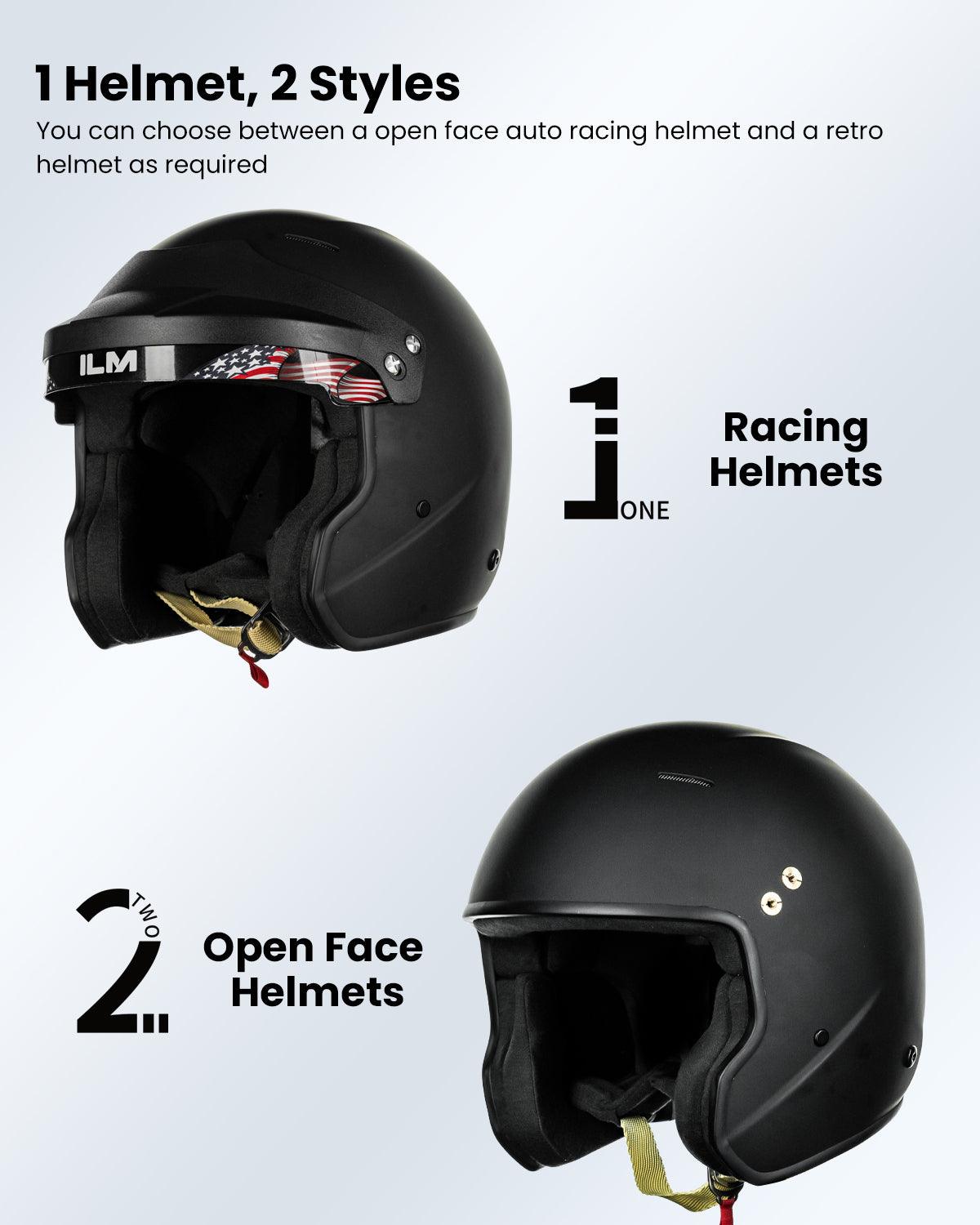 ILM Snell SA2020 Open Face Auto Racing Helmet Model R85 White / XX-Large