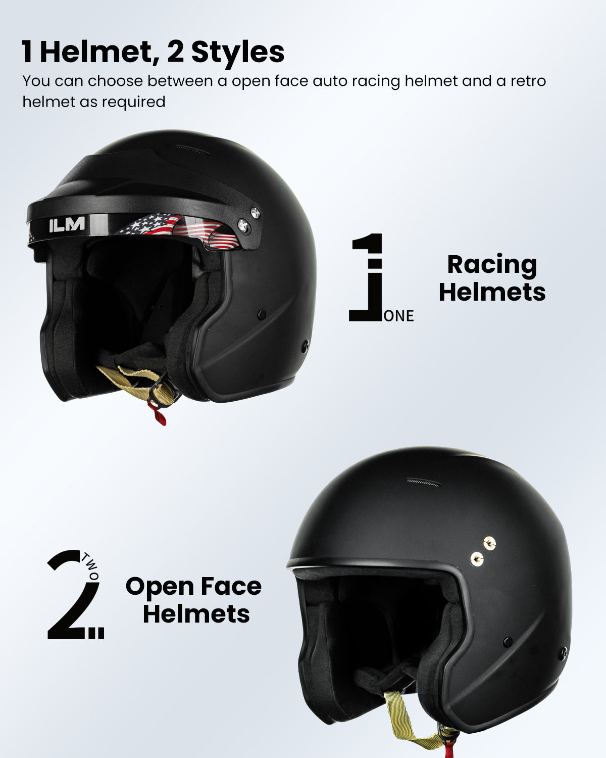 ILM Snell SA2020 Open Face Auto Racing Helmet Model R85