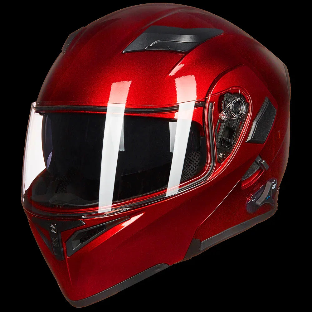 bluetooth motorcycle helmets nz ILM Modular Flip up Full Face Bluetooth Motorcycle Helmet Model 902BT White / Medium