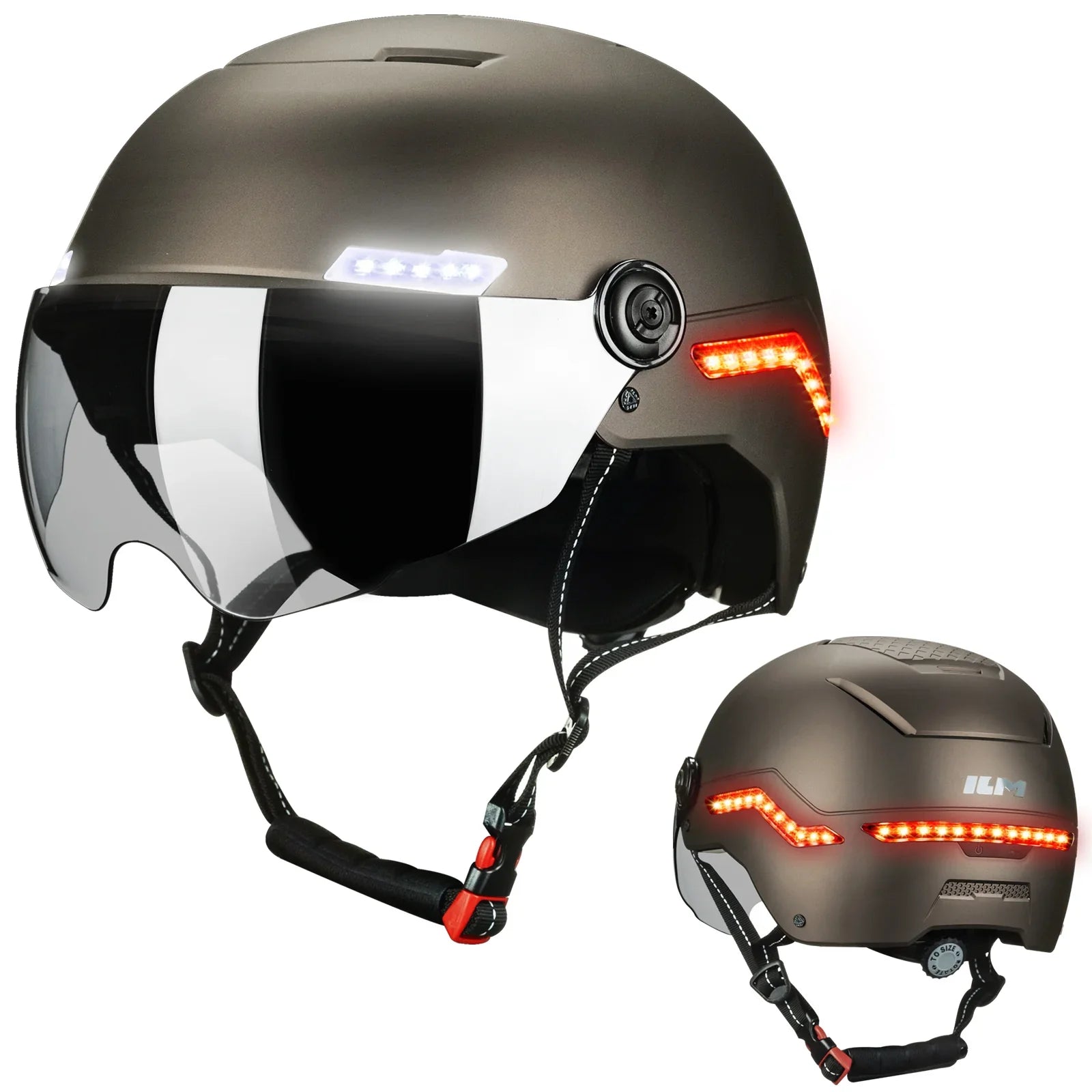 Titanium / S/M ILM Smart Adult Bike Helmet Front Side Rear LED Light with Automatic G-Sensor Turn Signal & Brake Warning Road Cycling Model MB101L Titanium / S/M ILM Smart Adult Bike Helmet Front Side Rear LED Light with Automatic G-Sensor Turn Signal & Brake Warning Road Cycling Model MB101L