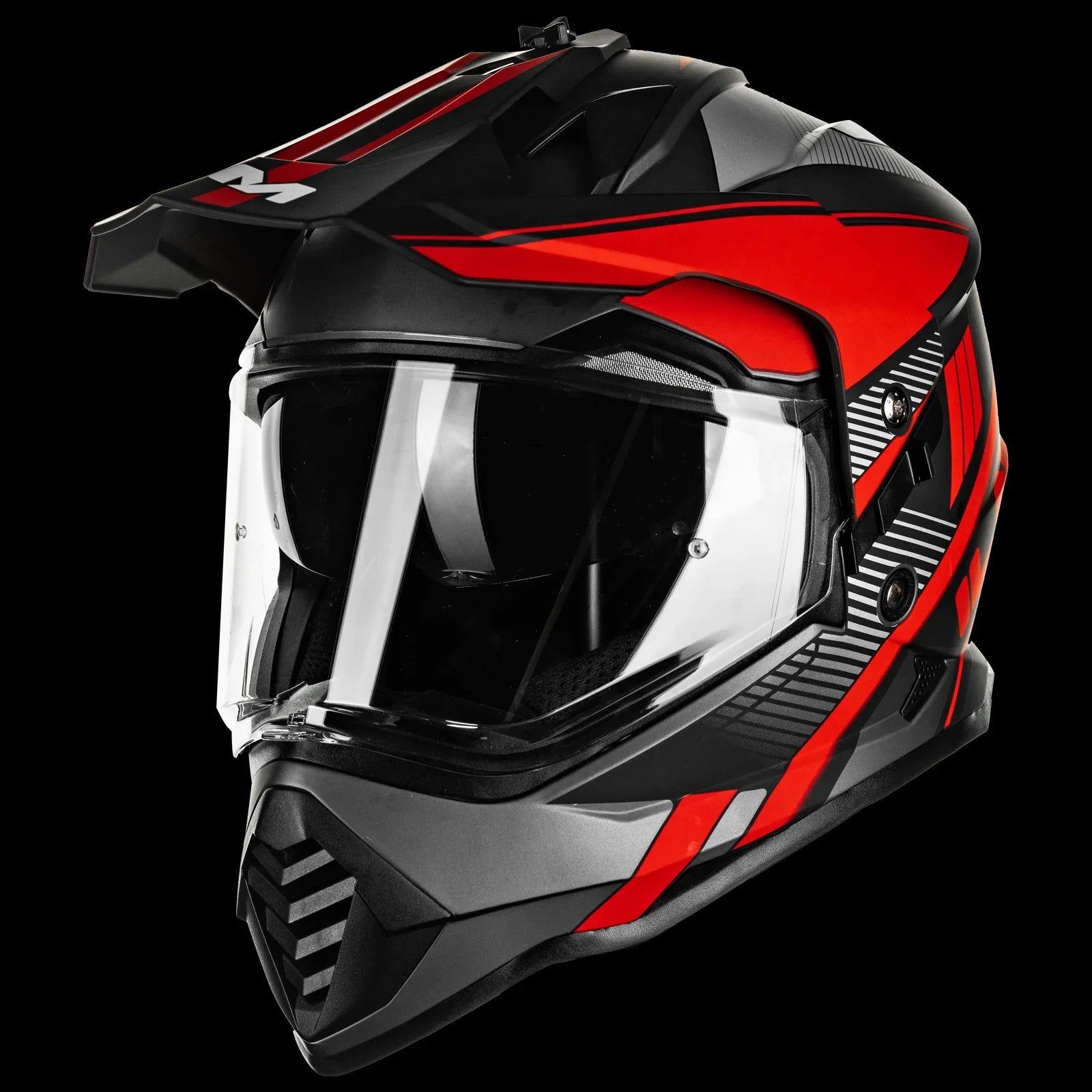 ILM Dual Sport Adventure Motorcycle Helmet Model WS902 Red Black / XXL