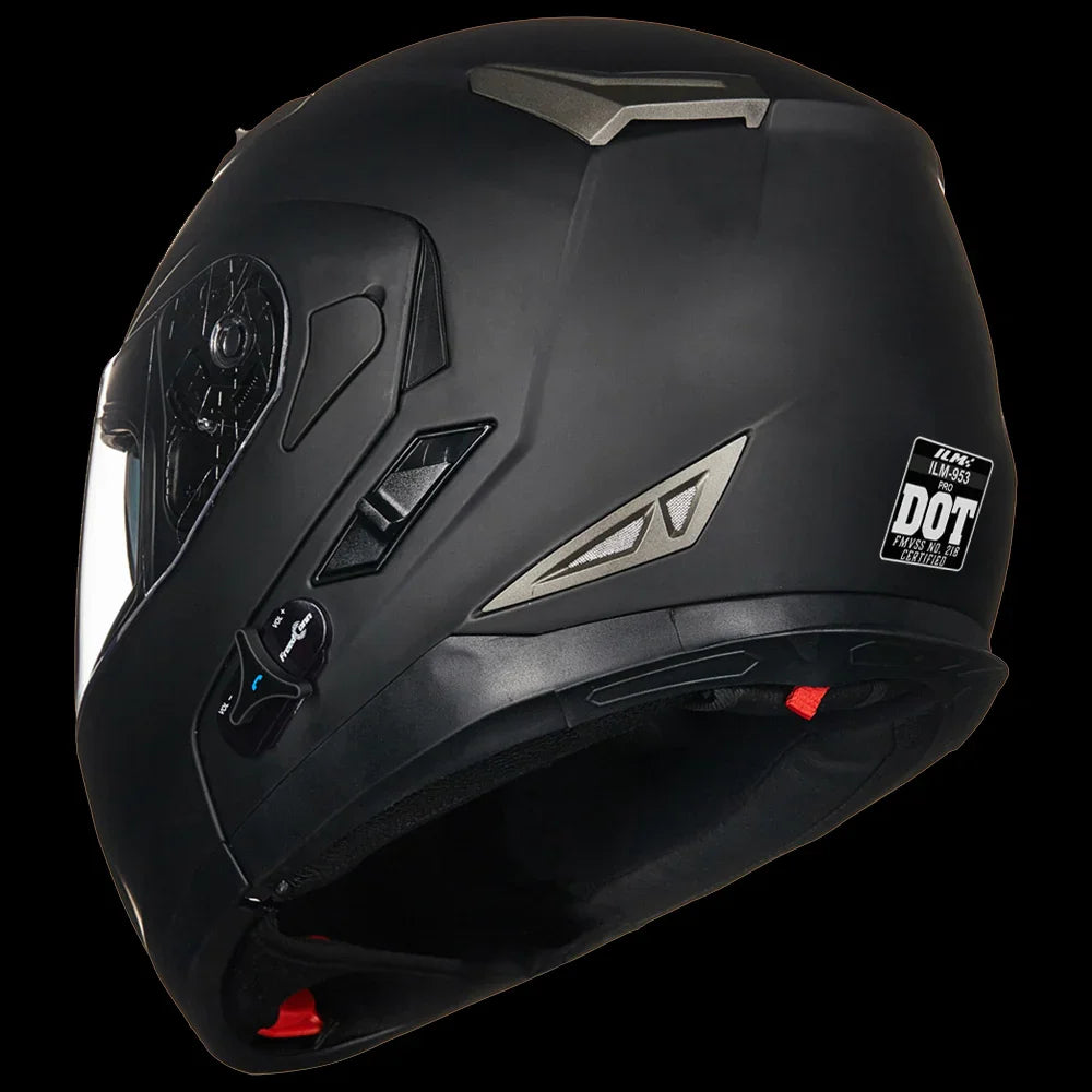 ILM Bluetooth Integrated Modular Flip up Full Face Motorcycle Helmet Model 953PRO Pro Matte Black / Medium ILM Bluetooth Integrated Modular Flip up Full Face Motorcycle Helmet Model 953PRO Pro Matte Black / Medium