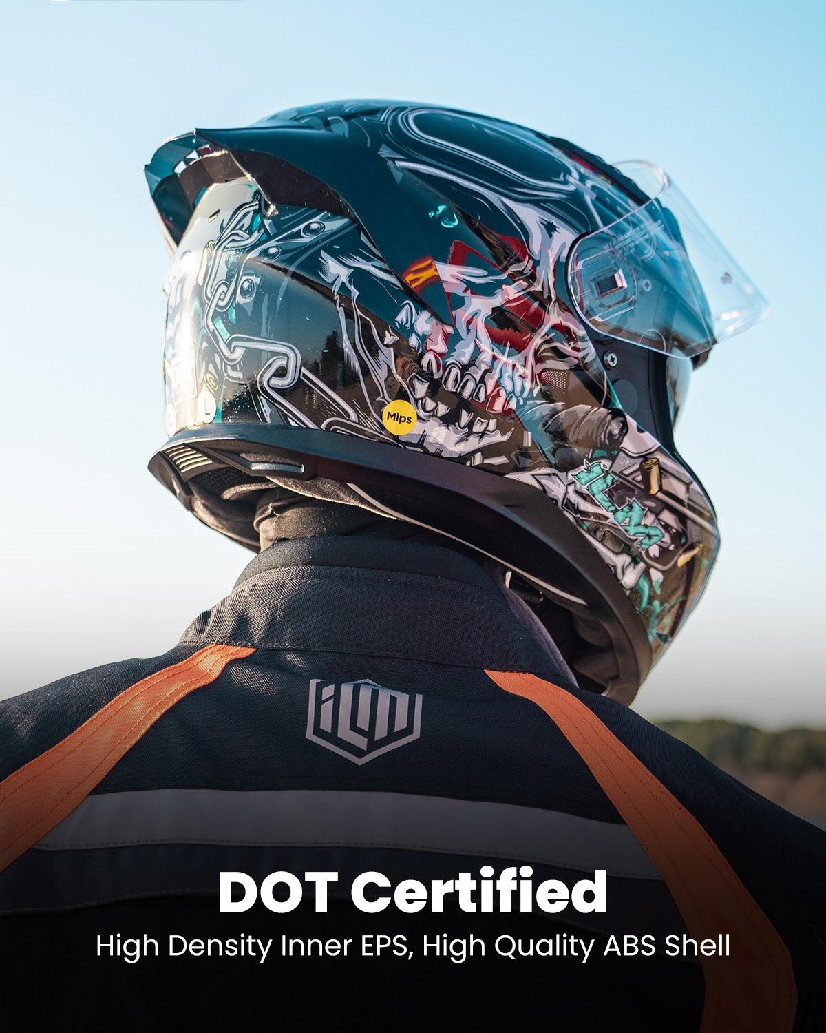 ILM Full Face MIPS Motorcycle Helmet Model 129M DeadlyWar Orange / XX-Large ILM Full Face MIPS Motorcycle Helmet Model 129M DeadlyWar Orange / XX-Large
