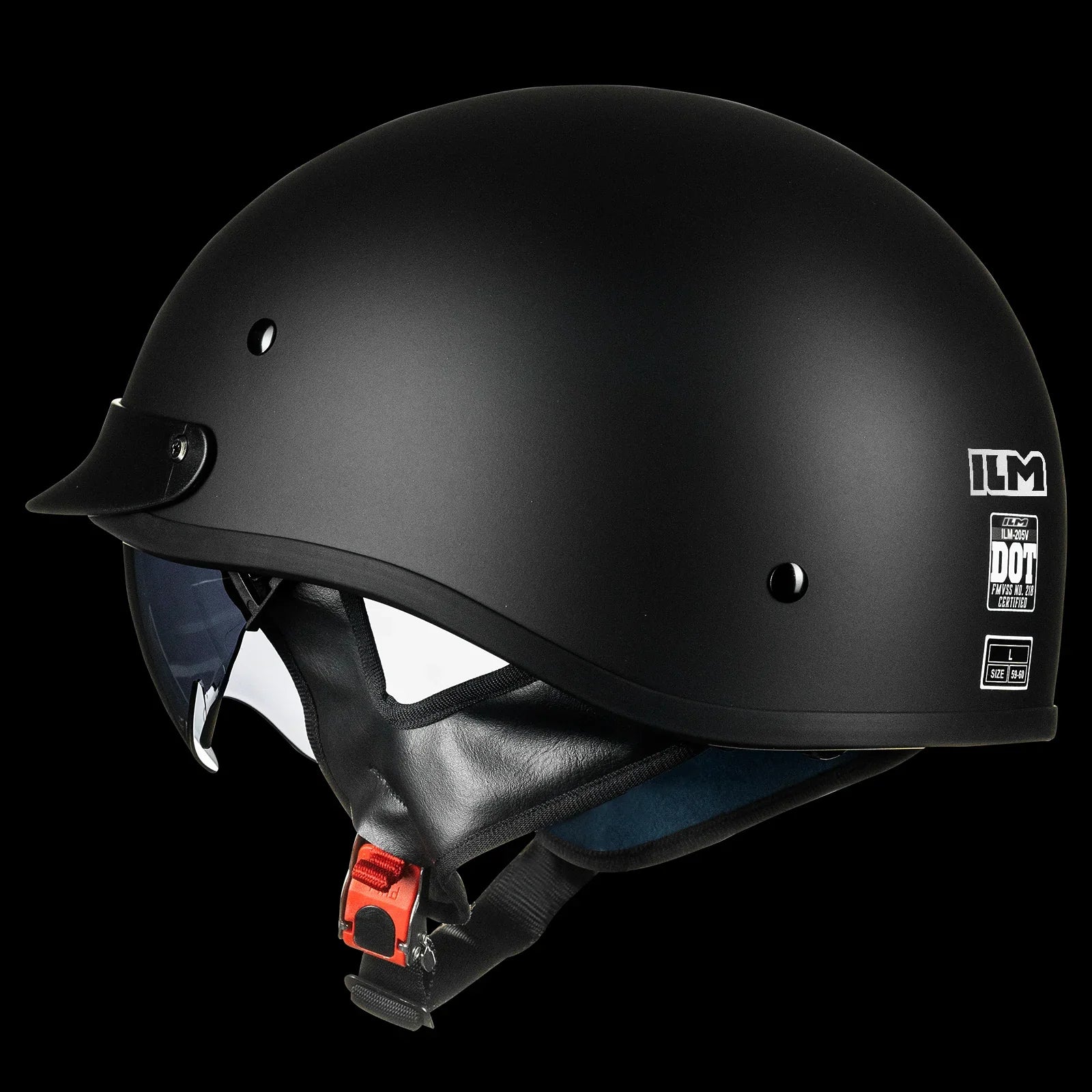 ILM Motorcycle Open Face Half Helmet Model 205V Black / Small ILM Motorcycle Open Face Half Helmet Model 205V Black / Small