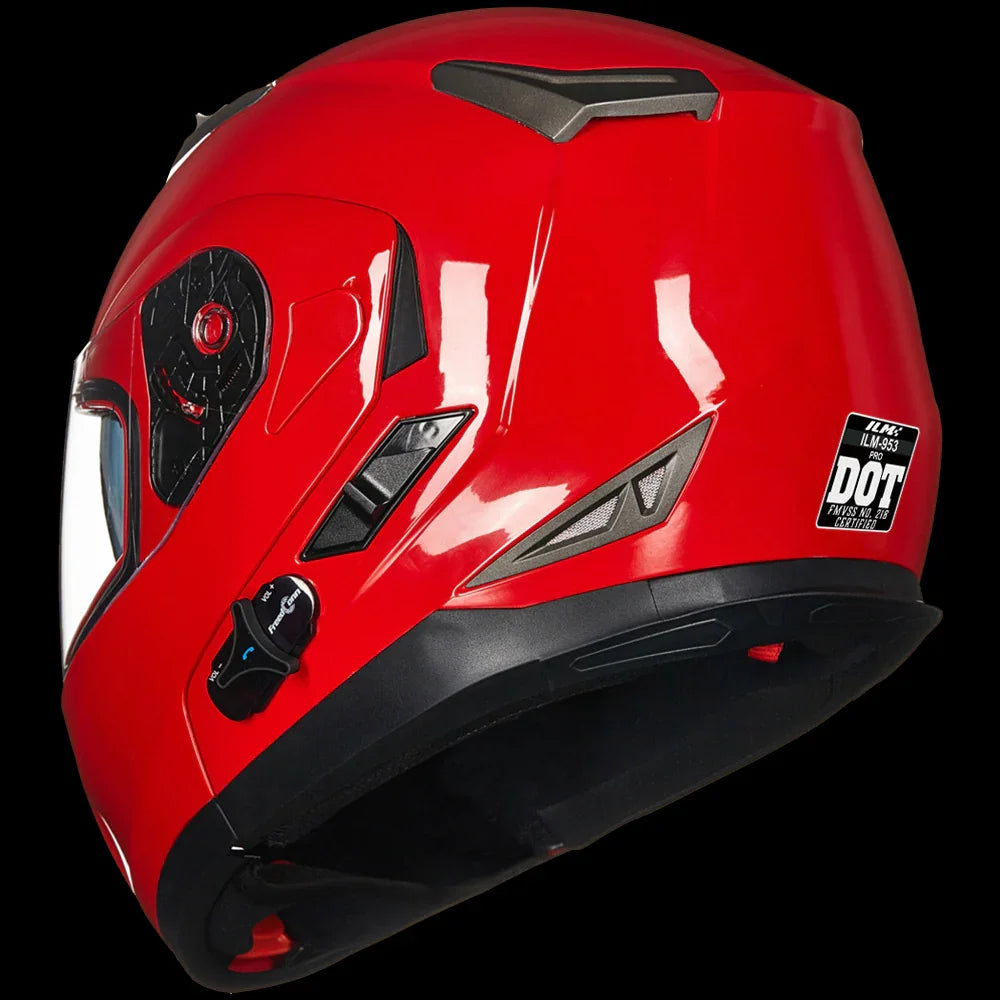 bluetooth integrated modular motorcycle helmet canada ILM Bluetooth Integrated Modular Flip up Full Face Motorcycle Helmet Model 953PRO Pro Matte Black / Medium