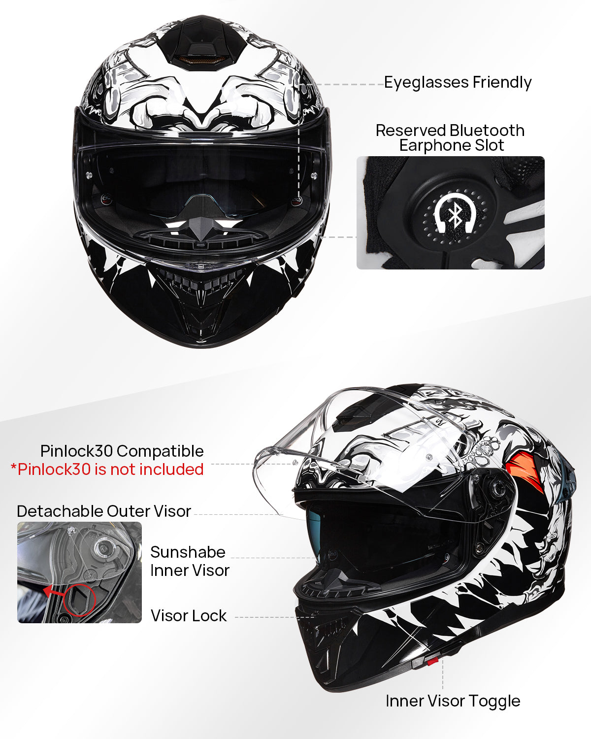 ILM Full Face Motorcycle Helmet Model 861A