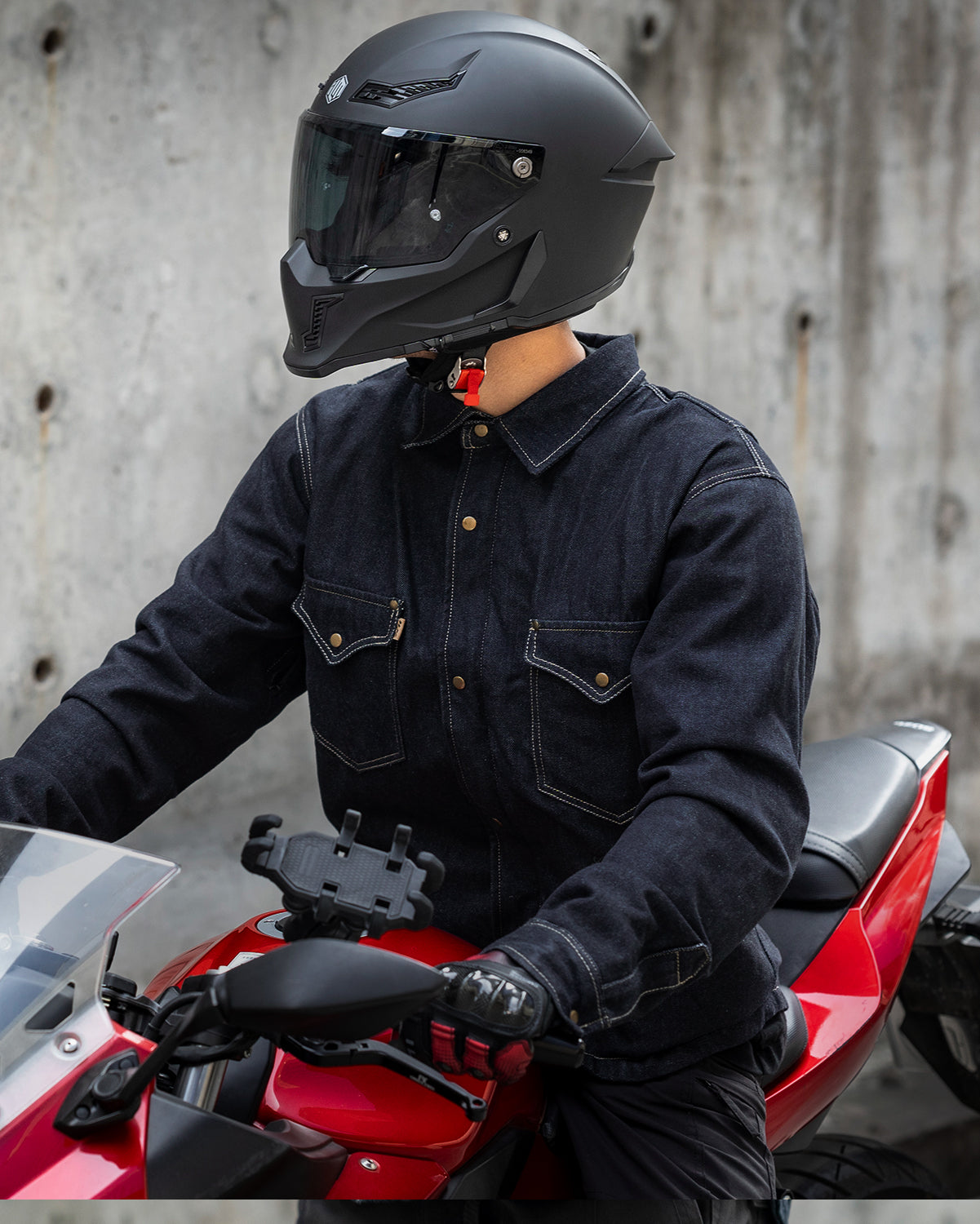 ILM Motorcycle Shirt Denim Jacket for Men with CE Armor Mesh Liner Lightweight Motorbike Model JFL1