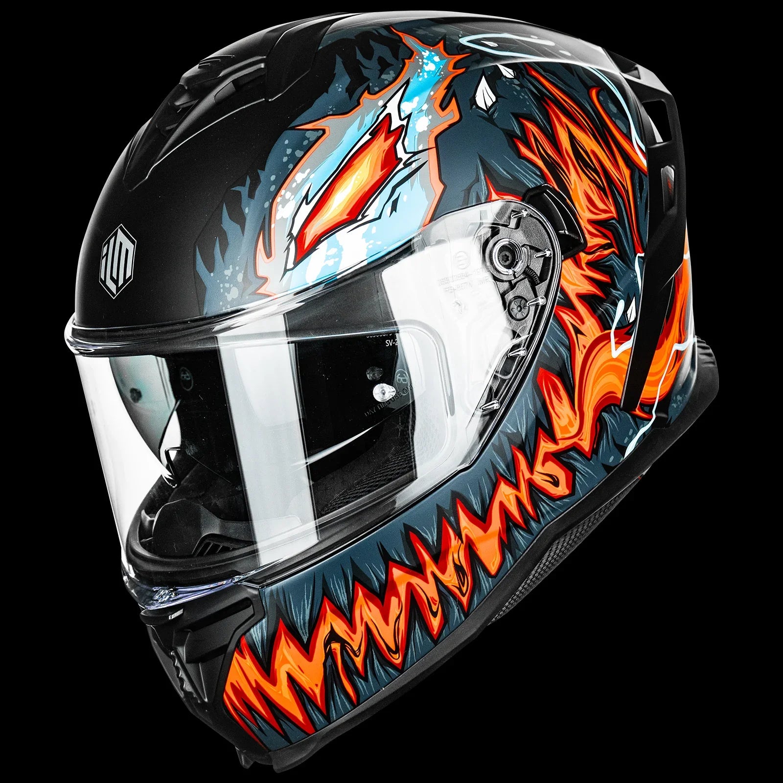ILM Motorcycle Full Face Street Racing Helmet Model MF567 Fire Red / Medium
