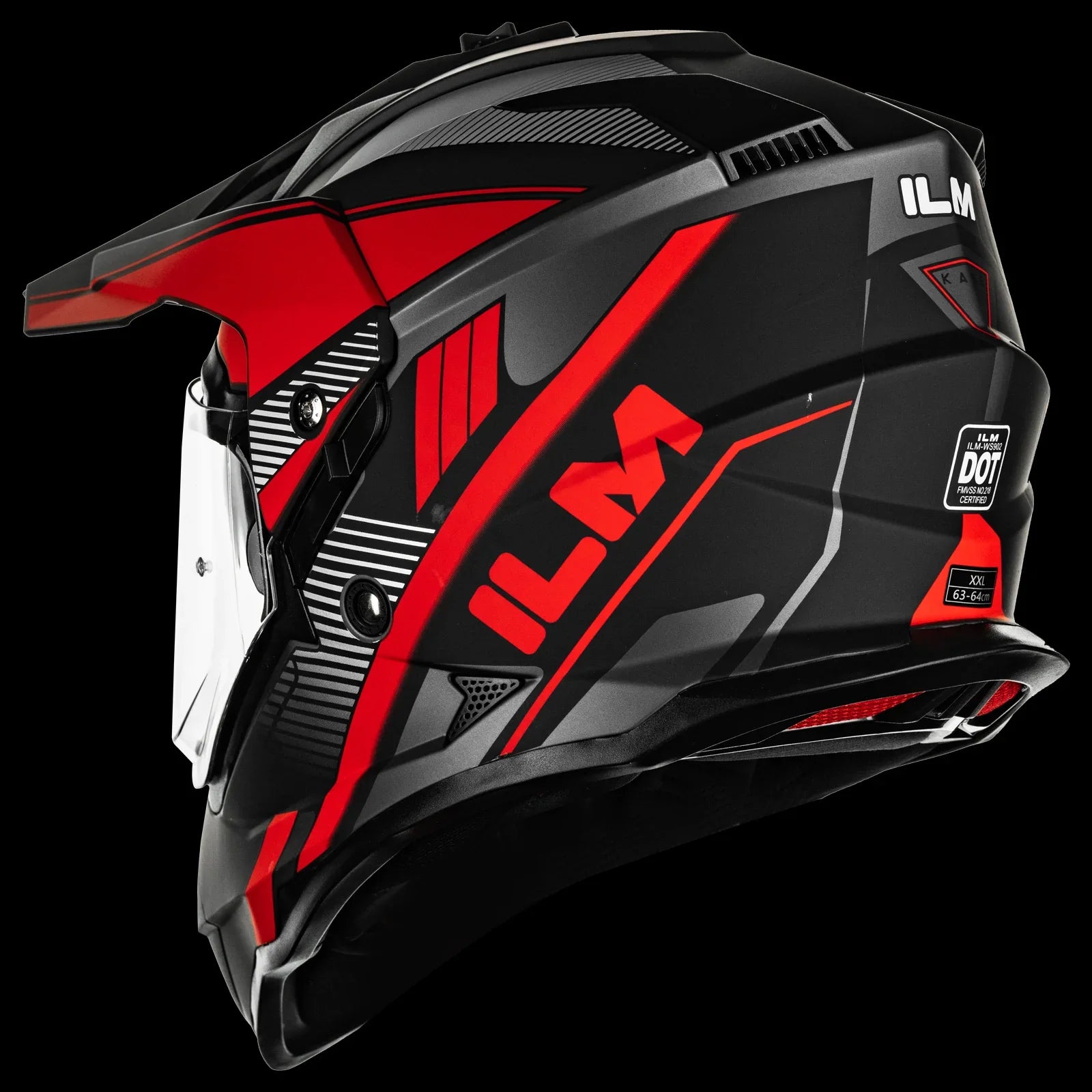 ILM Dual Sport Adventure Motorcycle Helmet Model WS902 Red Black / XXL