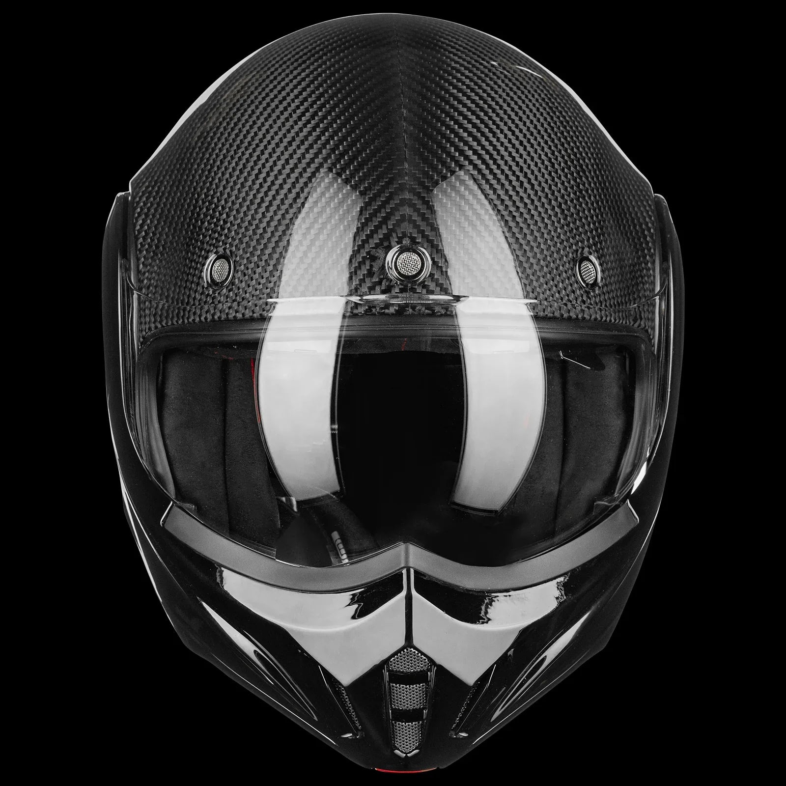 carbon fiber motorcycle helmet for sale near me ILM Carbon Fiber Vintage Full Face Modular Motorcycle Helmet Model B707C Matte Black / Medium