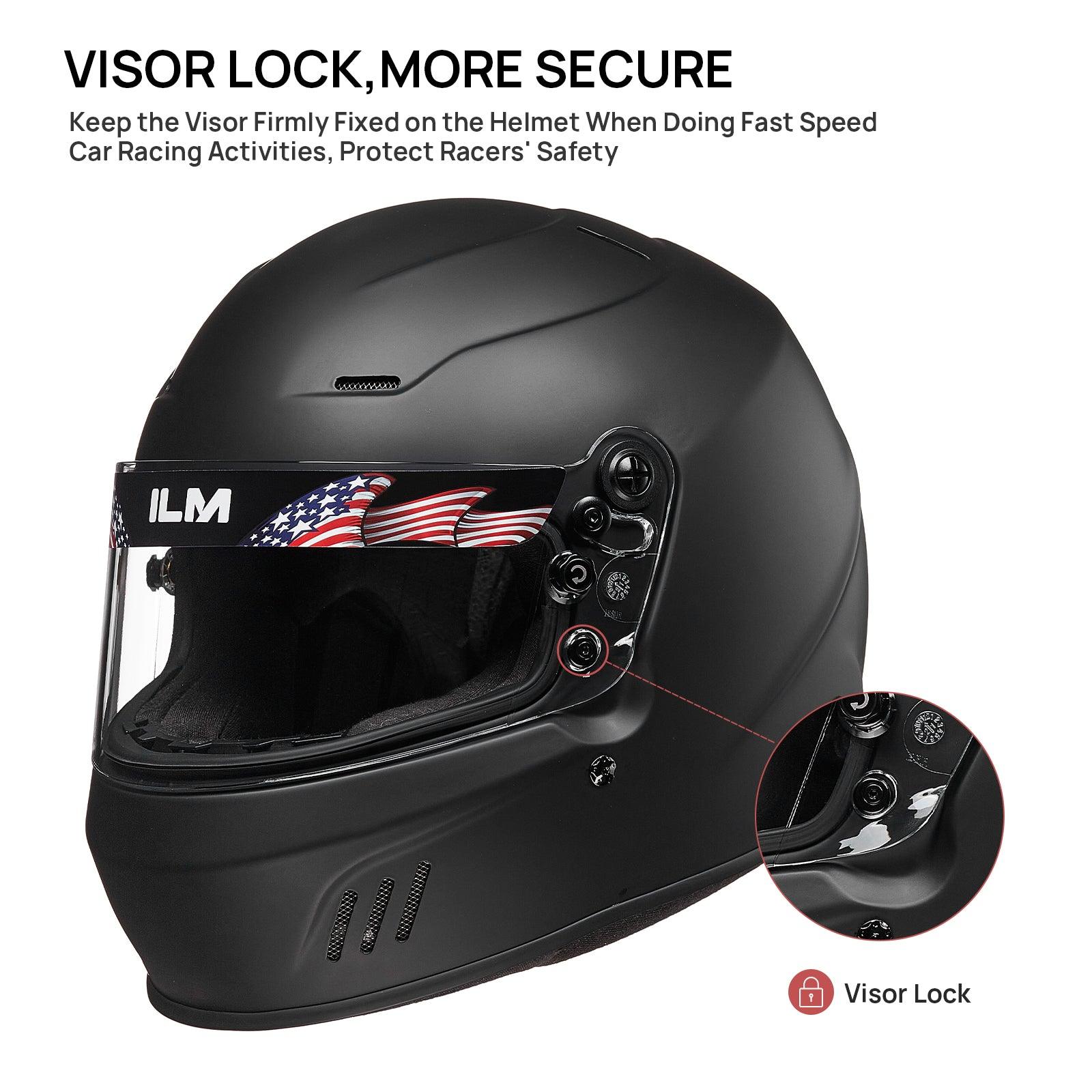 car helmet on motorcycle ILM Snell SA2020 Full Face Racing Helmets for Men Auto Racing Car Racing Helmet Model-760 White / Large