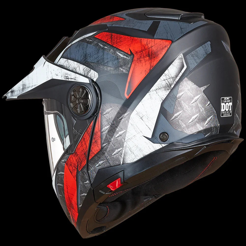 almo motorcycle helmets ILM Off Road Dual Sport Helmet Model 606V Grey-Red / XX-Large and impact protection Hummer Solid A0 - Motorcycle