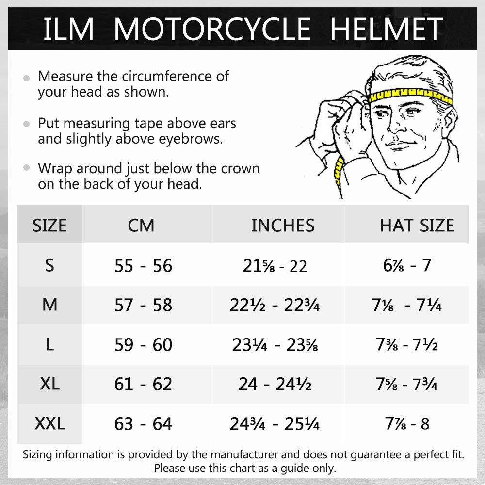 ILM Motorcycle Full Face Modular Helmet Model 909F Matte Black / Medium