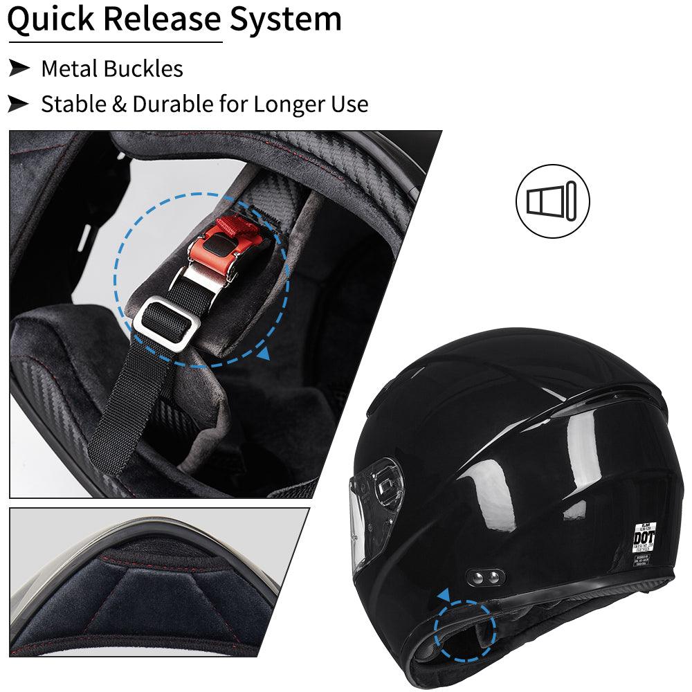 ILM 129 Motorcycle Helmet DOT Full face riding Helmet Gloss Black / Small