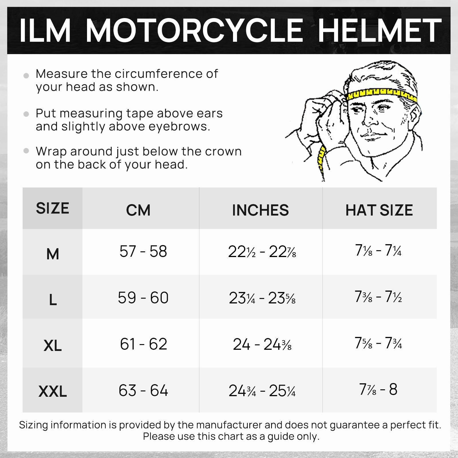 full face motorcycle helmet dimensions ILM Modular Flip up Full Face Bluetooth Motorcycle Helmet Model 902BT PRO Gloss Black / XX-Large