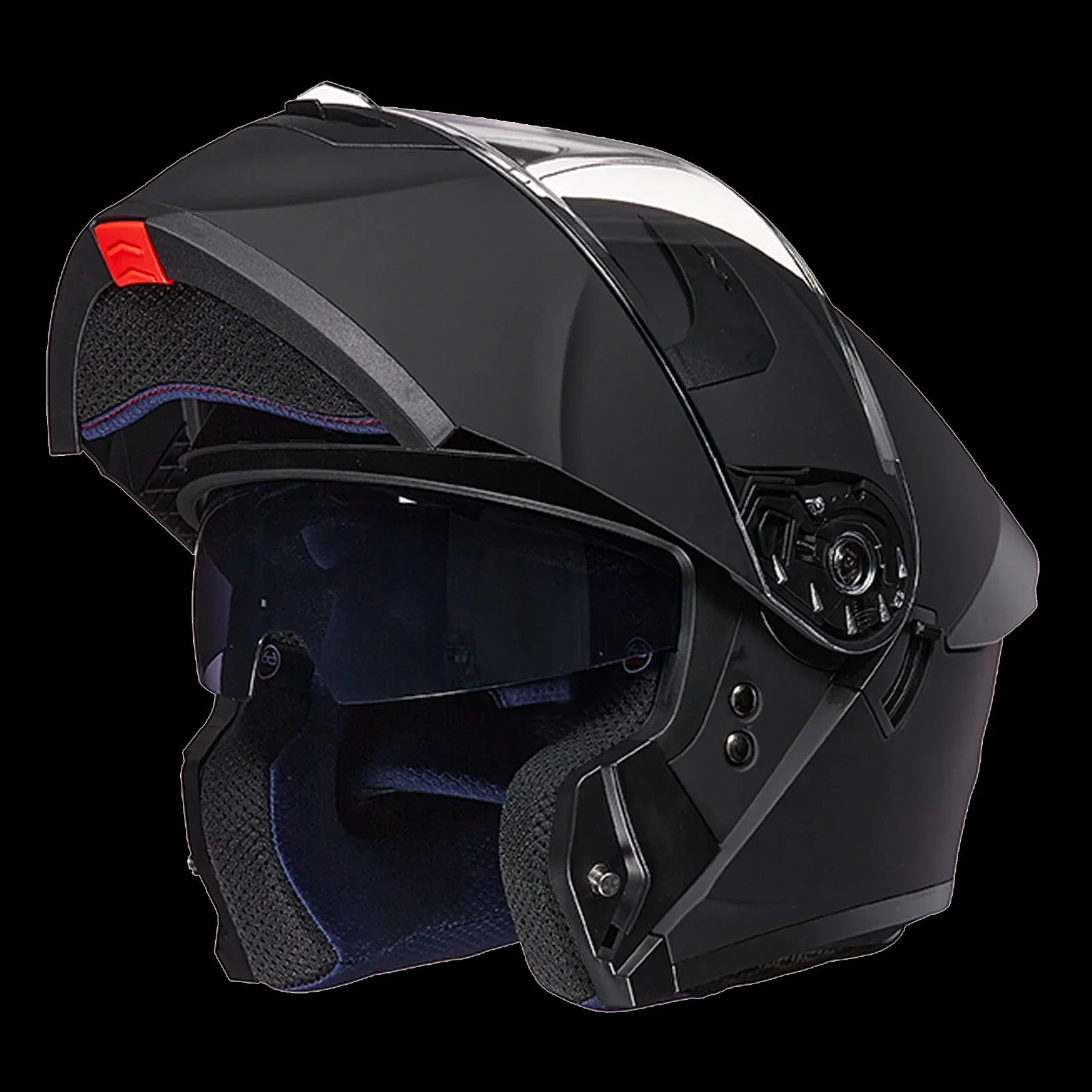 ILM Adult Motorcycle Modular Full Face Helmet Model WS206 Gloss Black / X-Large