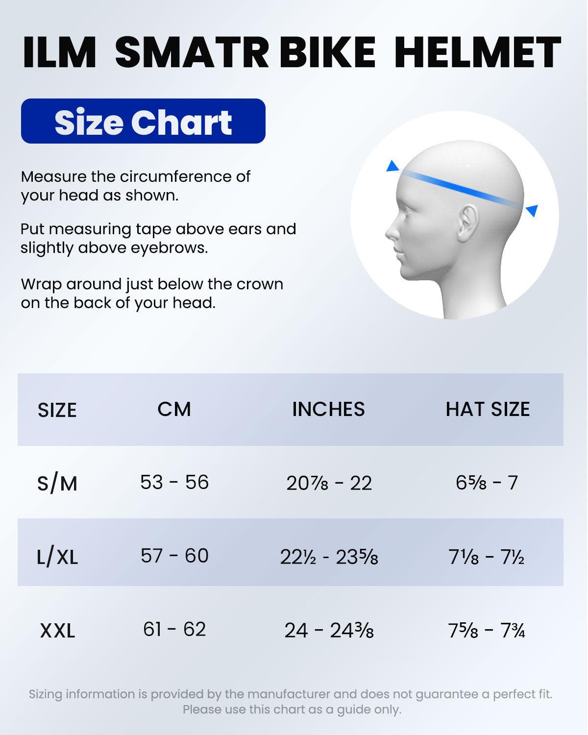 bike helmet sizing ILM Smart Adult Bike Helmet Model E3-12LS and Bluetooth Ear Pad