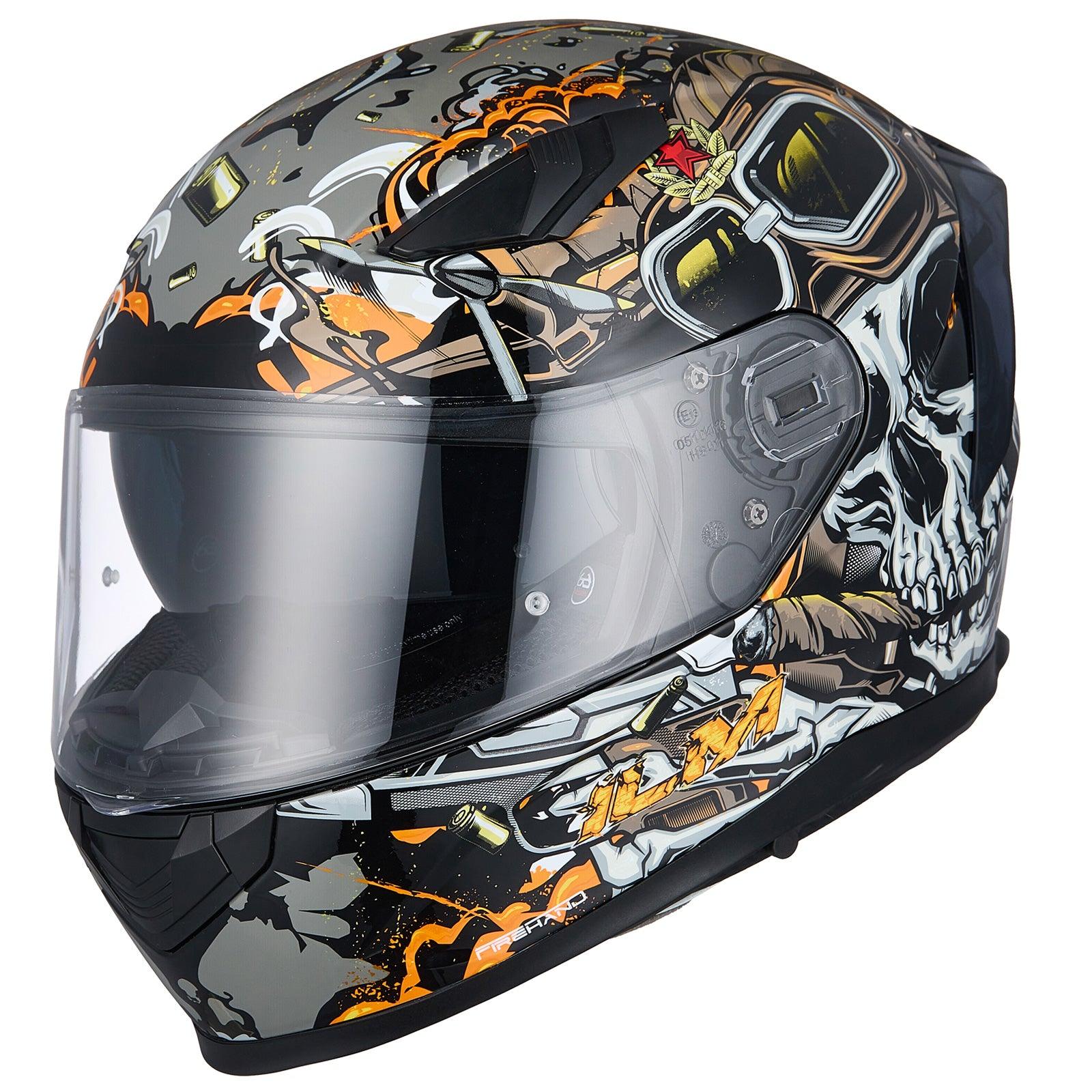 cheapest mips helmet motorcycle ILM Full Face MIPS Motorcycle Helmet Model 129M DeadlyWar Orange / XX-Large