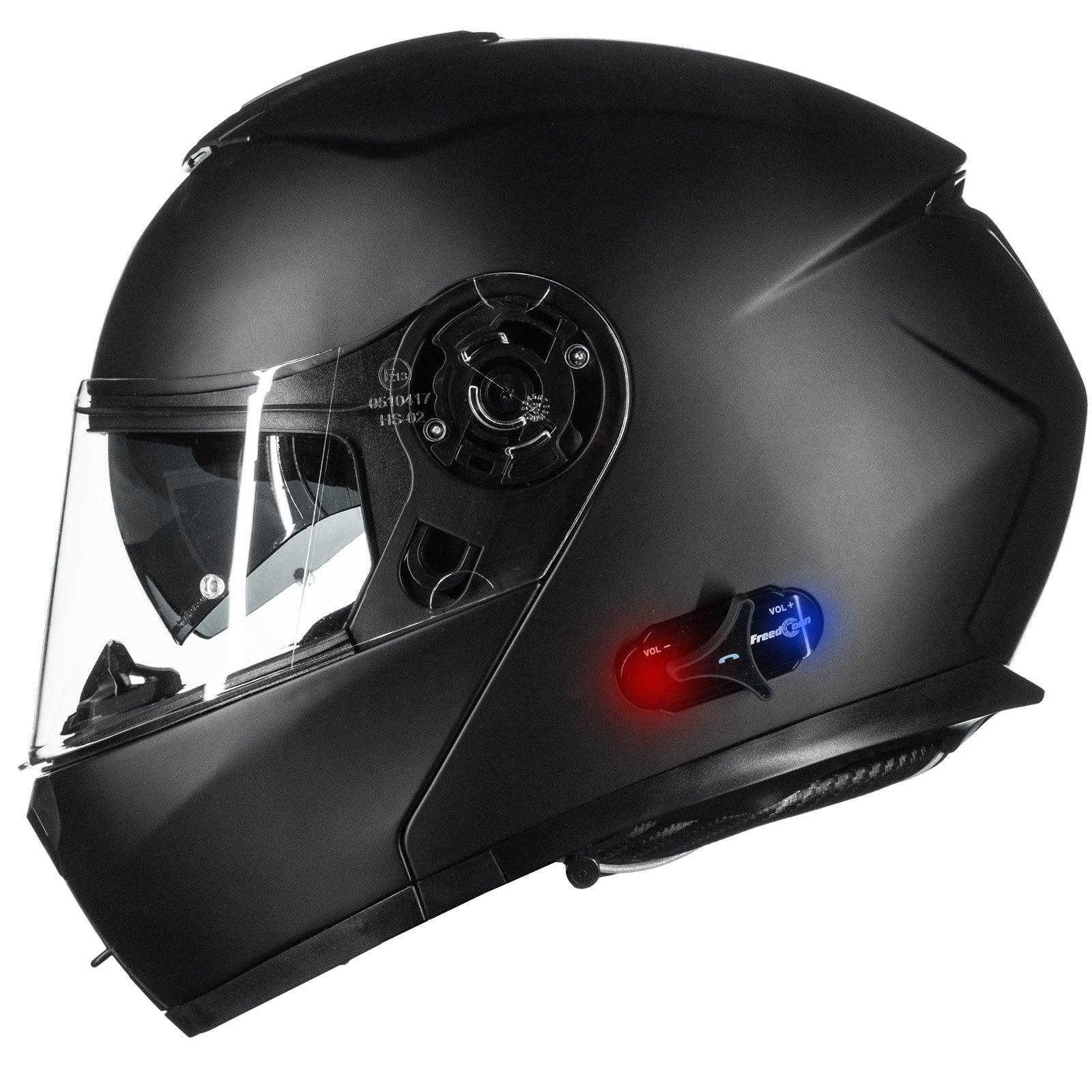 bluetooth motorcycle helmet matte black full face ILM Modular Flip up Full Face Bluetooth Motorcycle Helmet Model 159BT Gloss Black / Large