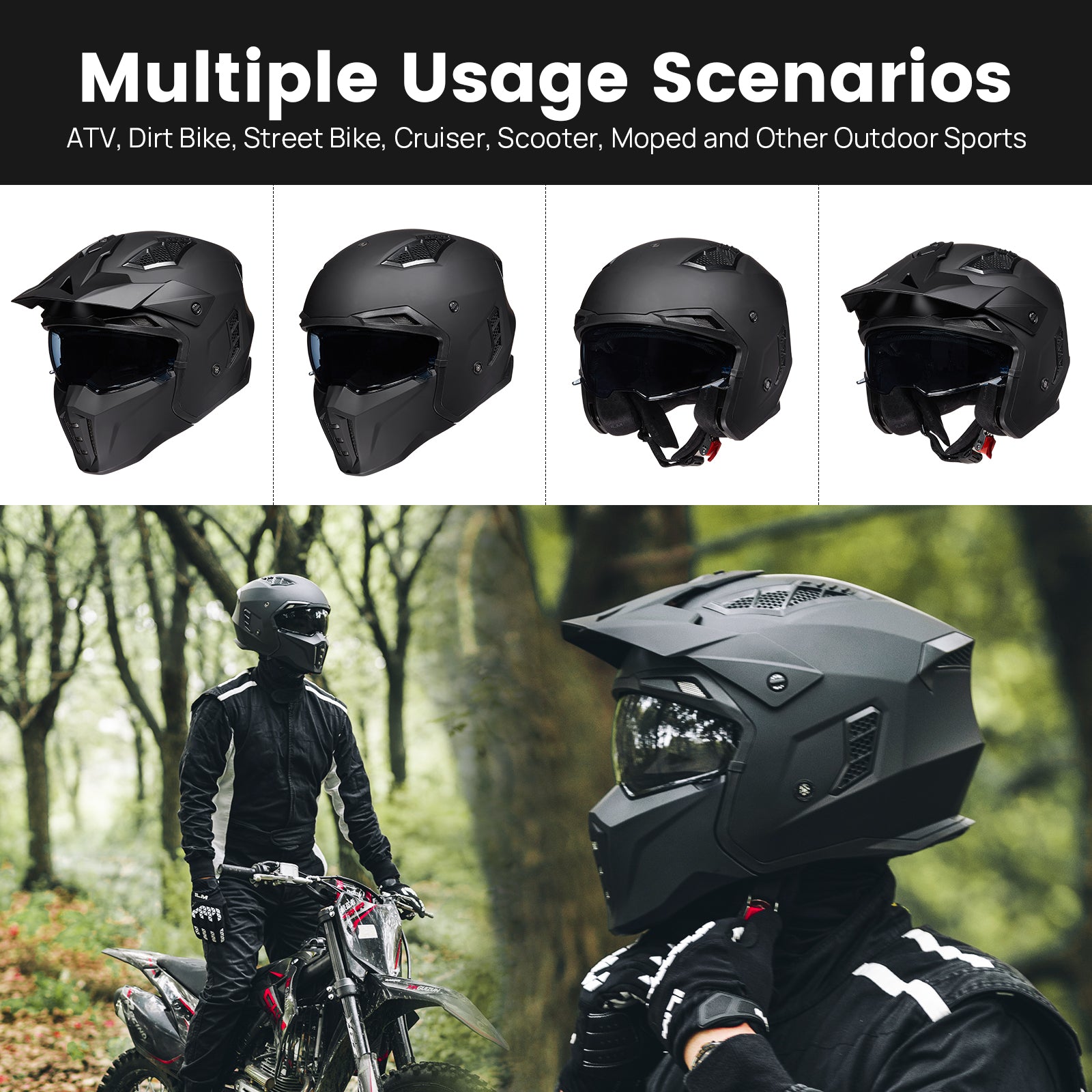 ILM Open Face Motorcycle 3/4 Half Helmet Model Z302