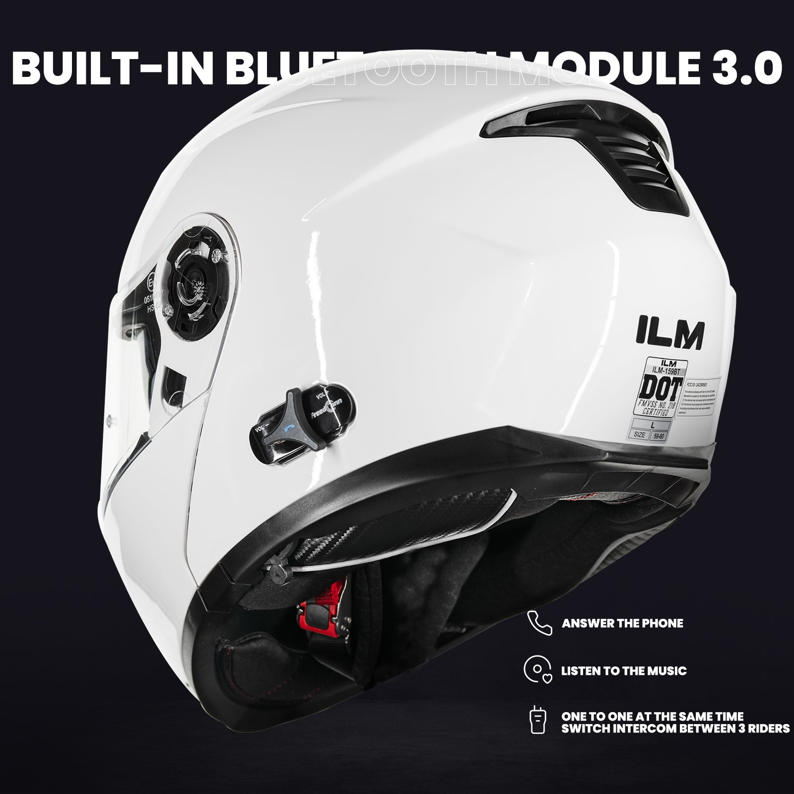 ILM Modular Flip up Full Face Bluetooth Motorcycle Helmet Model 159BT