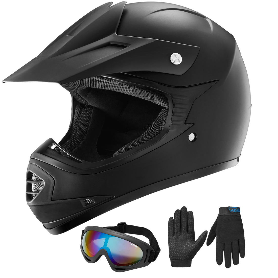 Professional Motocross Helmet Motocross Dirt Bike Off Road Motorbike Helmet  Set Full Face MTB Helmet with Goggles Gloves Face Cover